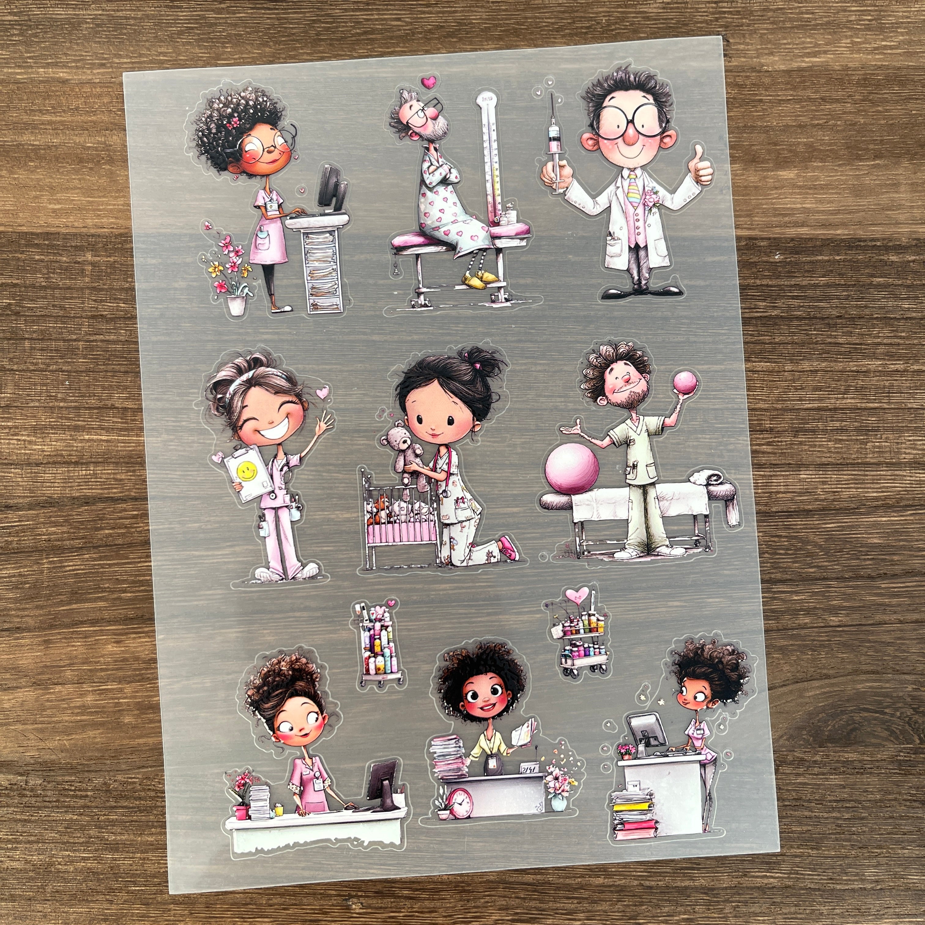 3D Cute Healthcare Staff PET Sticker 1 Pcs