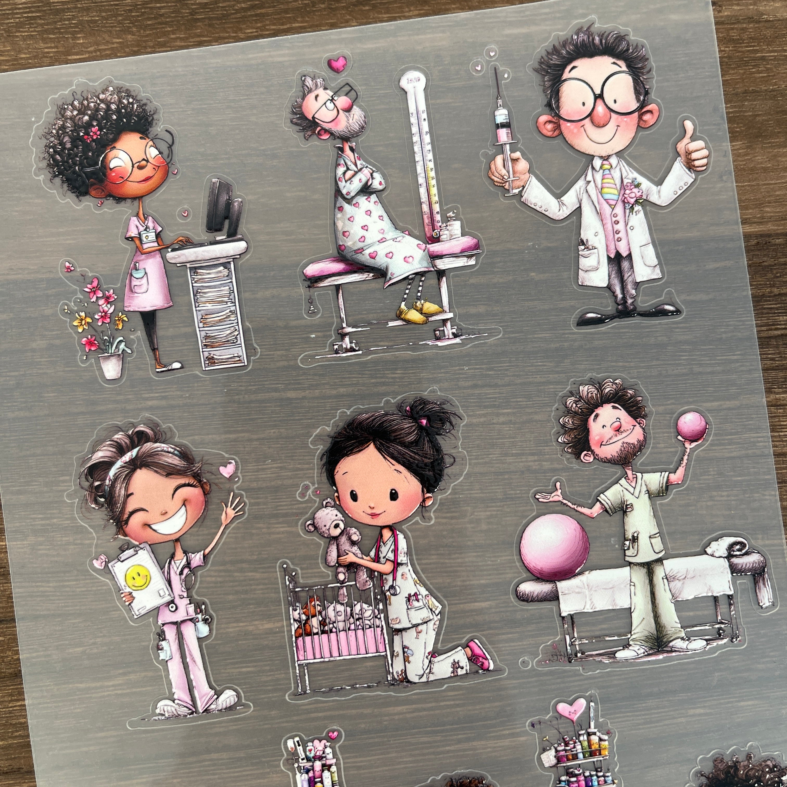 3D Cute Healthcare Staff PET Sticker 1 Pcs