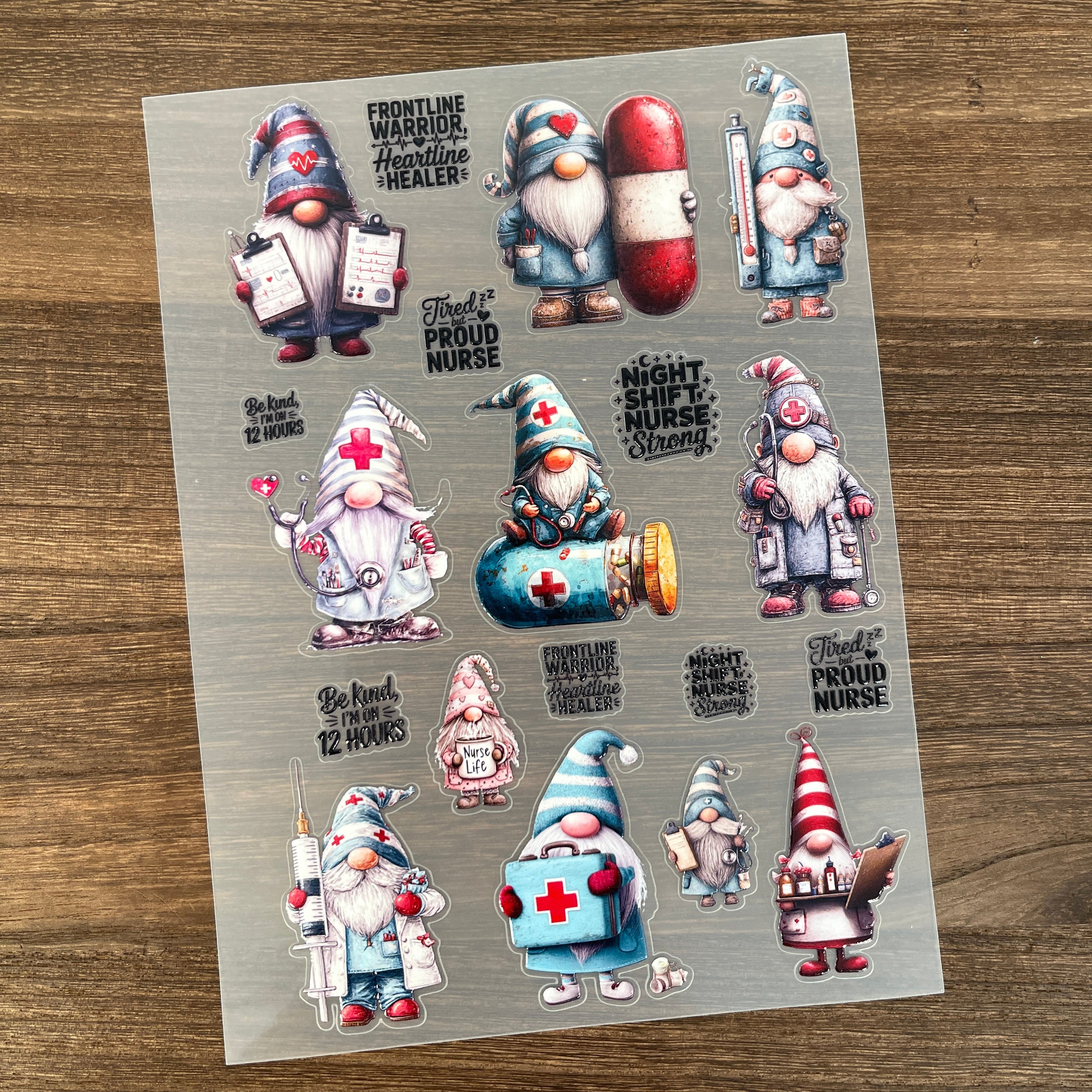 3D Gnome Nurse PET Sticker 1 Pcs
