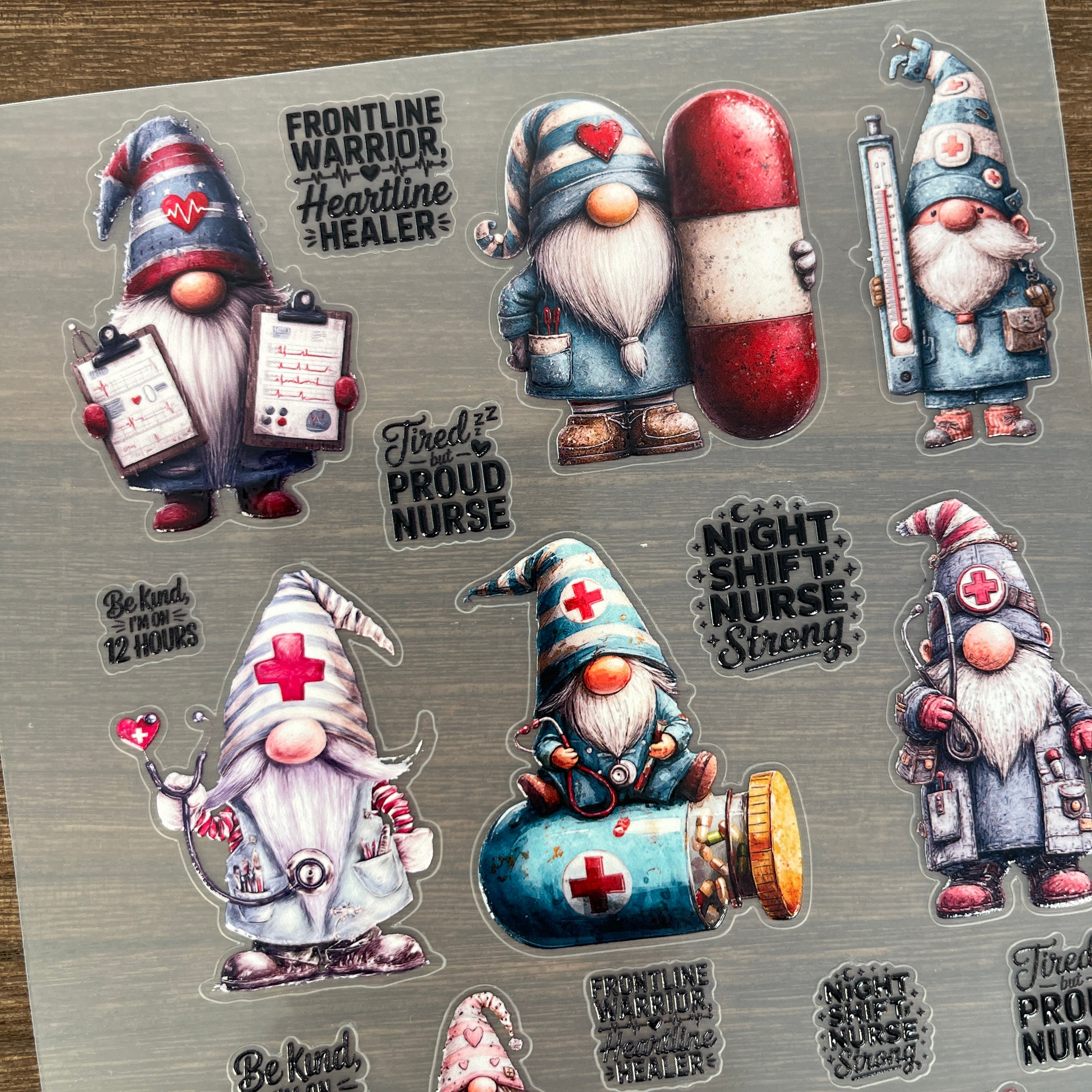 3D Gnome Nurse PET Sticker 1 Pcs