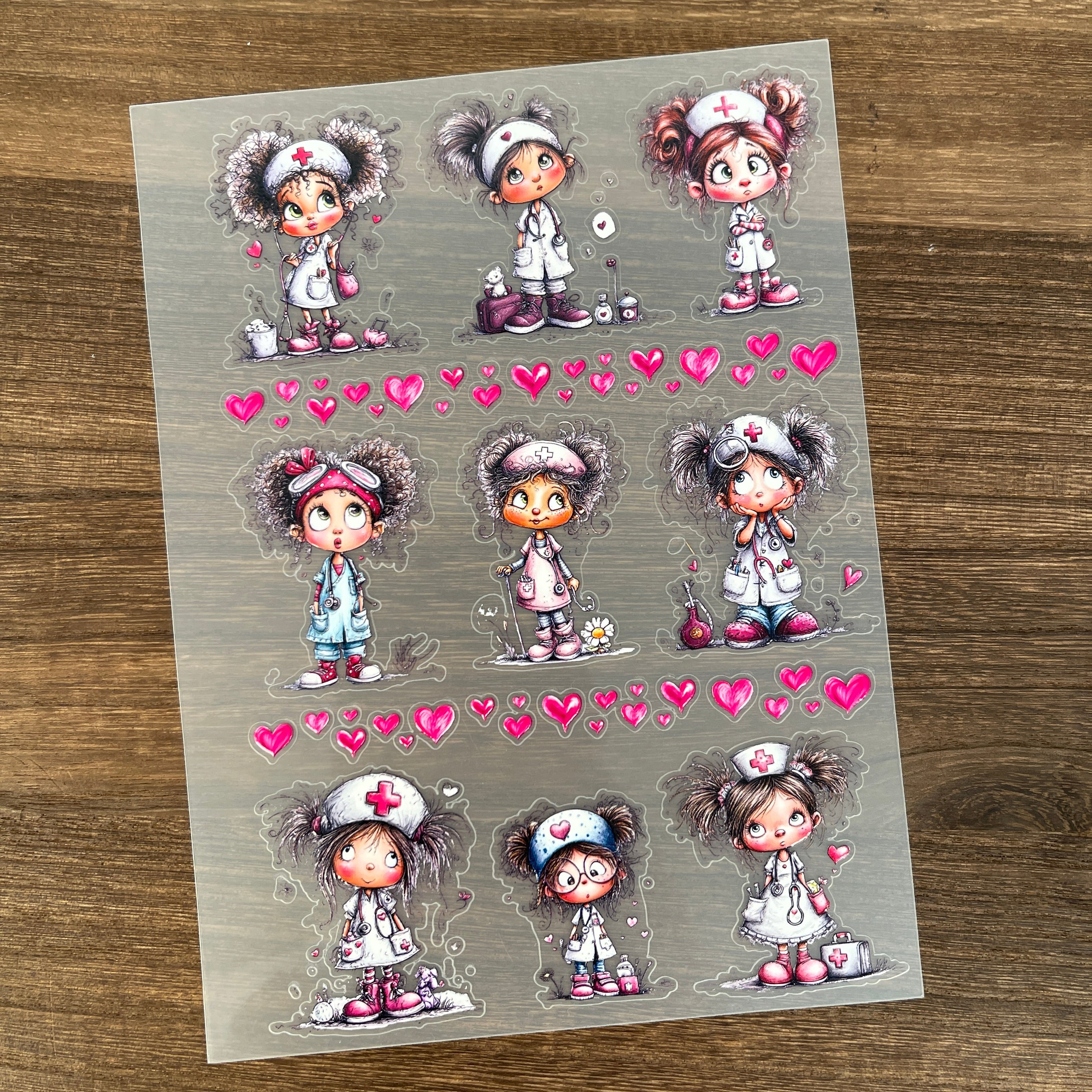 3D Cute Nurse PET Sticker 1 Pcs