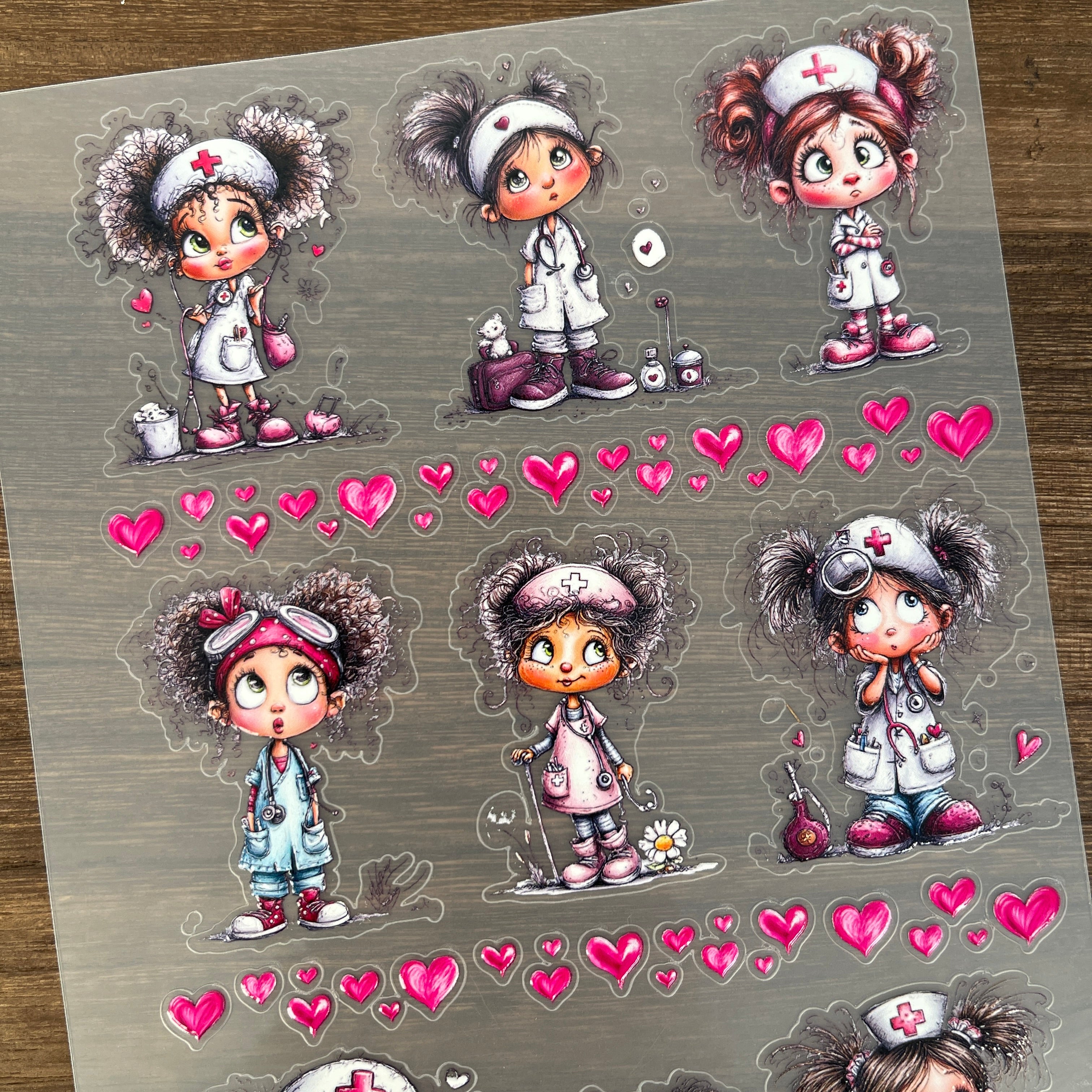 3D Cute Nurse PET Sticker 1 Pcs