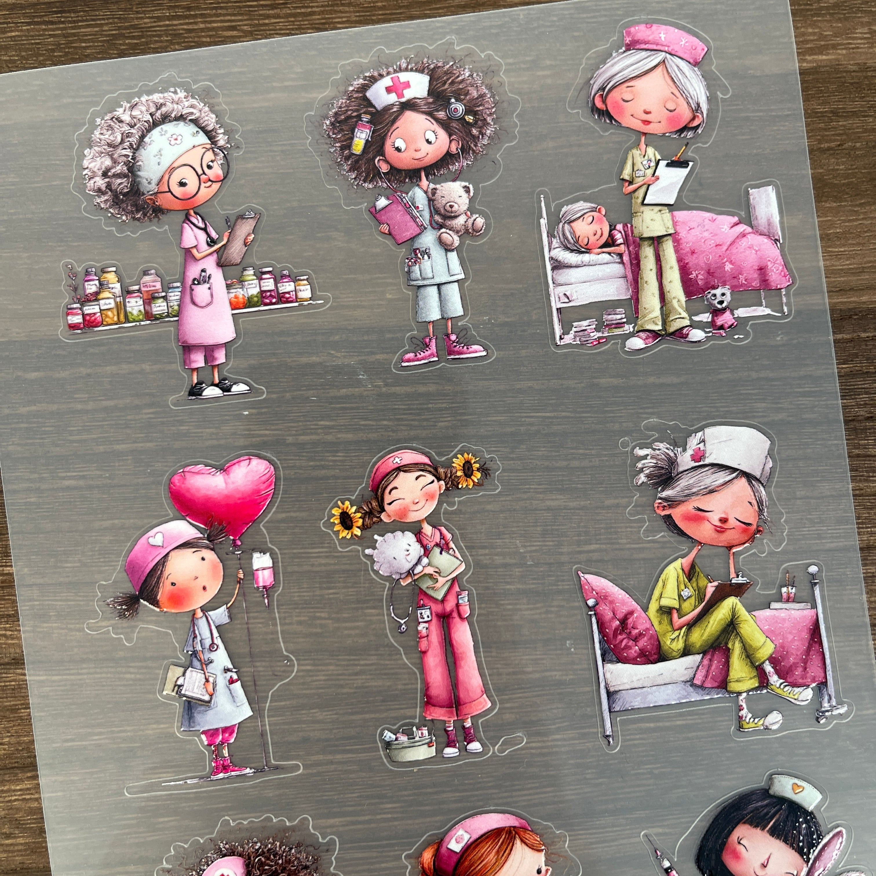 3D Cute Nurse PET Sticker 1 Pcs