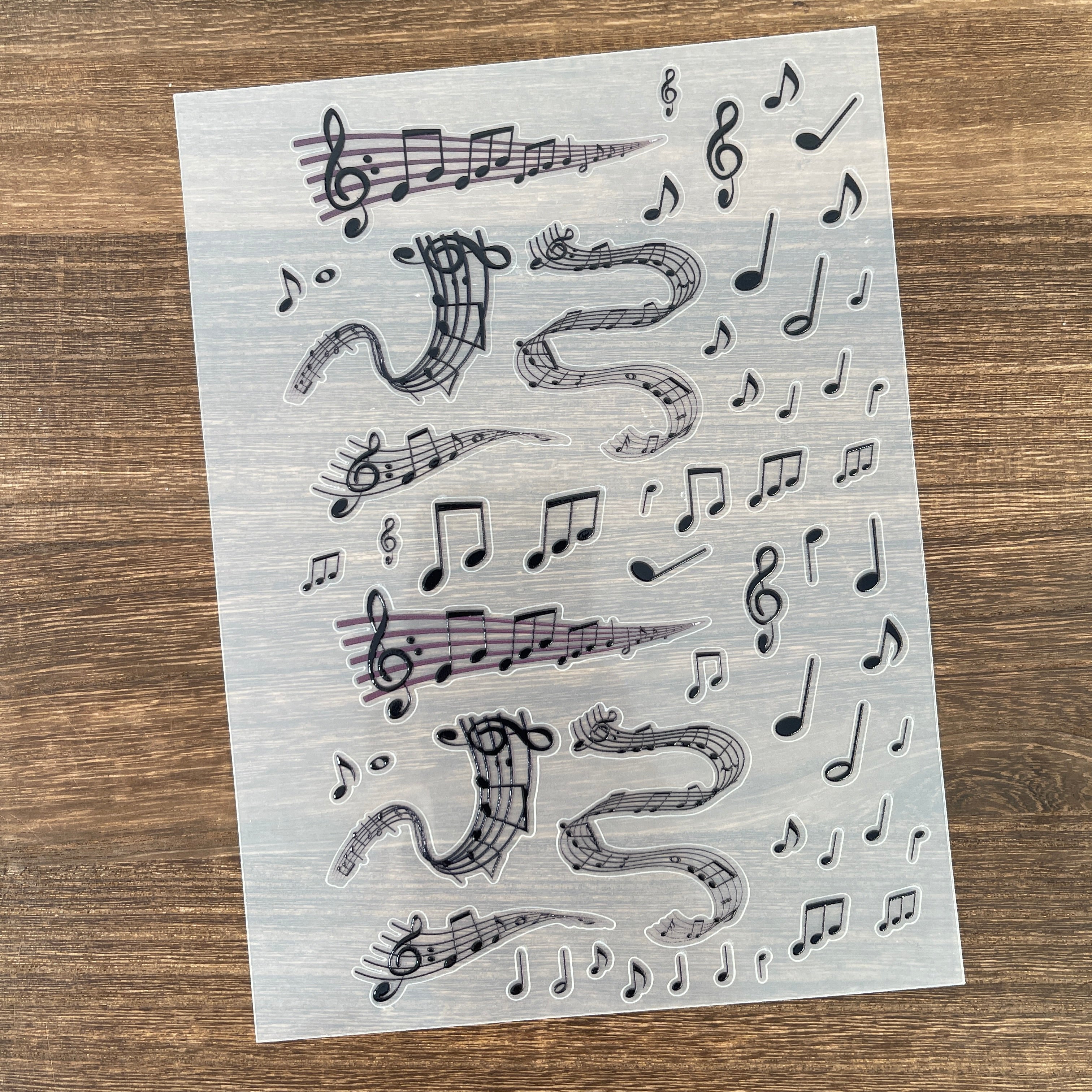 3D Musical Staff PET Sticker 1 Pcs