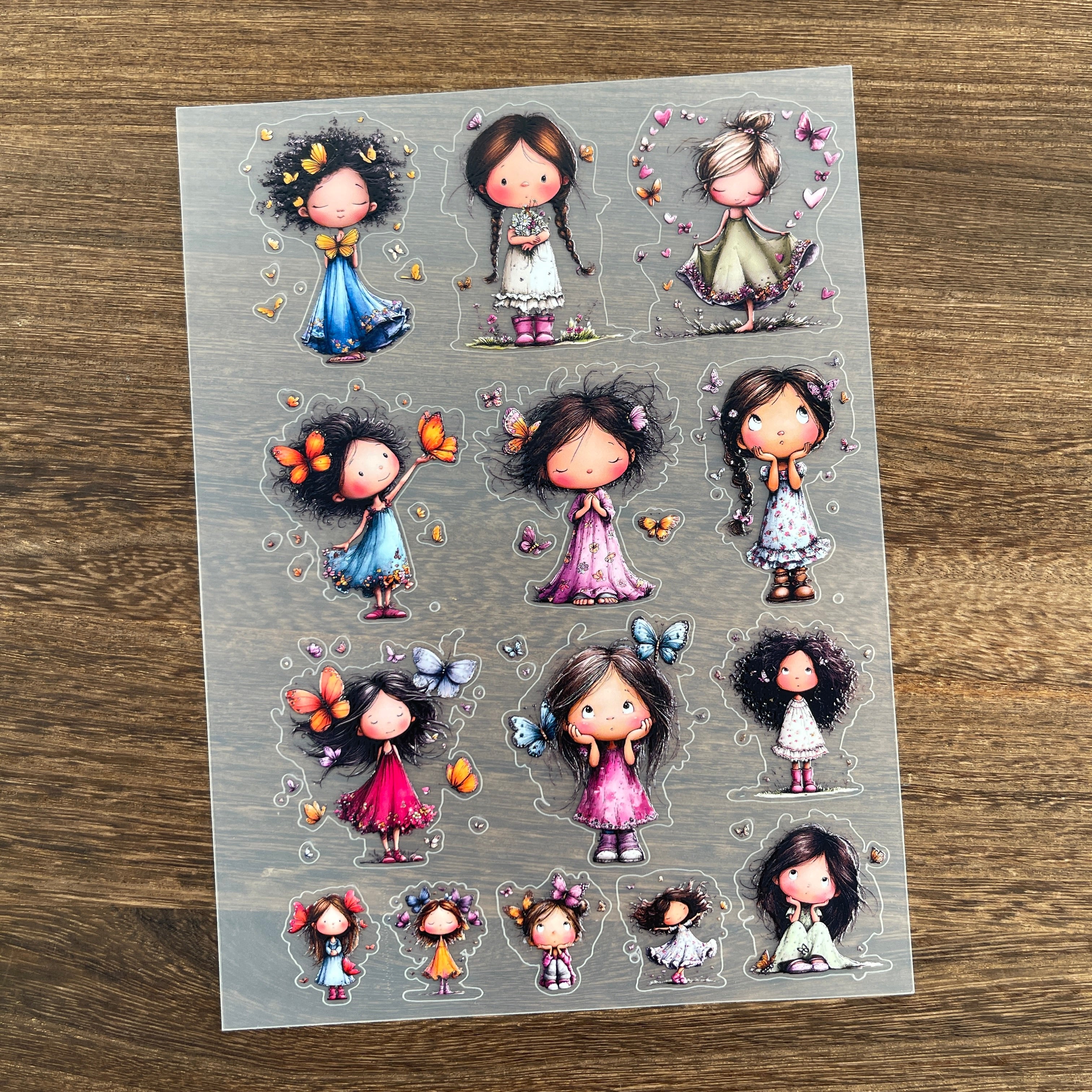 3D Butterfly Girl PET Sticker 1 Pcs