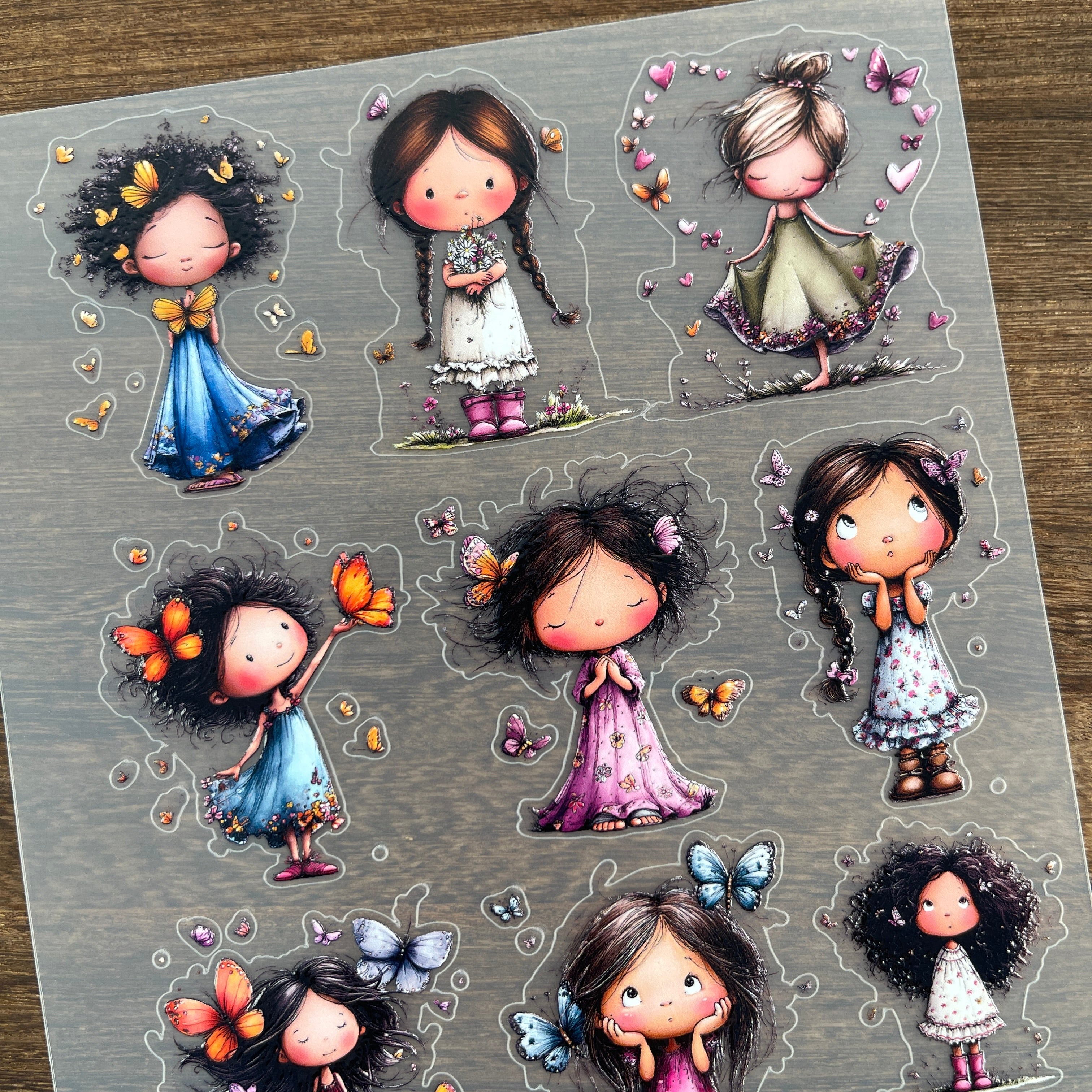 3D Butterfly Girl PET Sticker 1 Pcs
