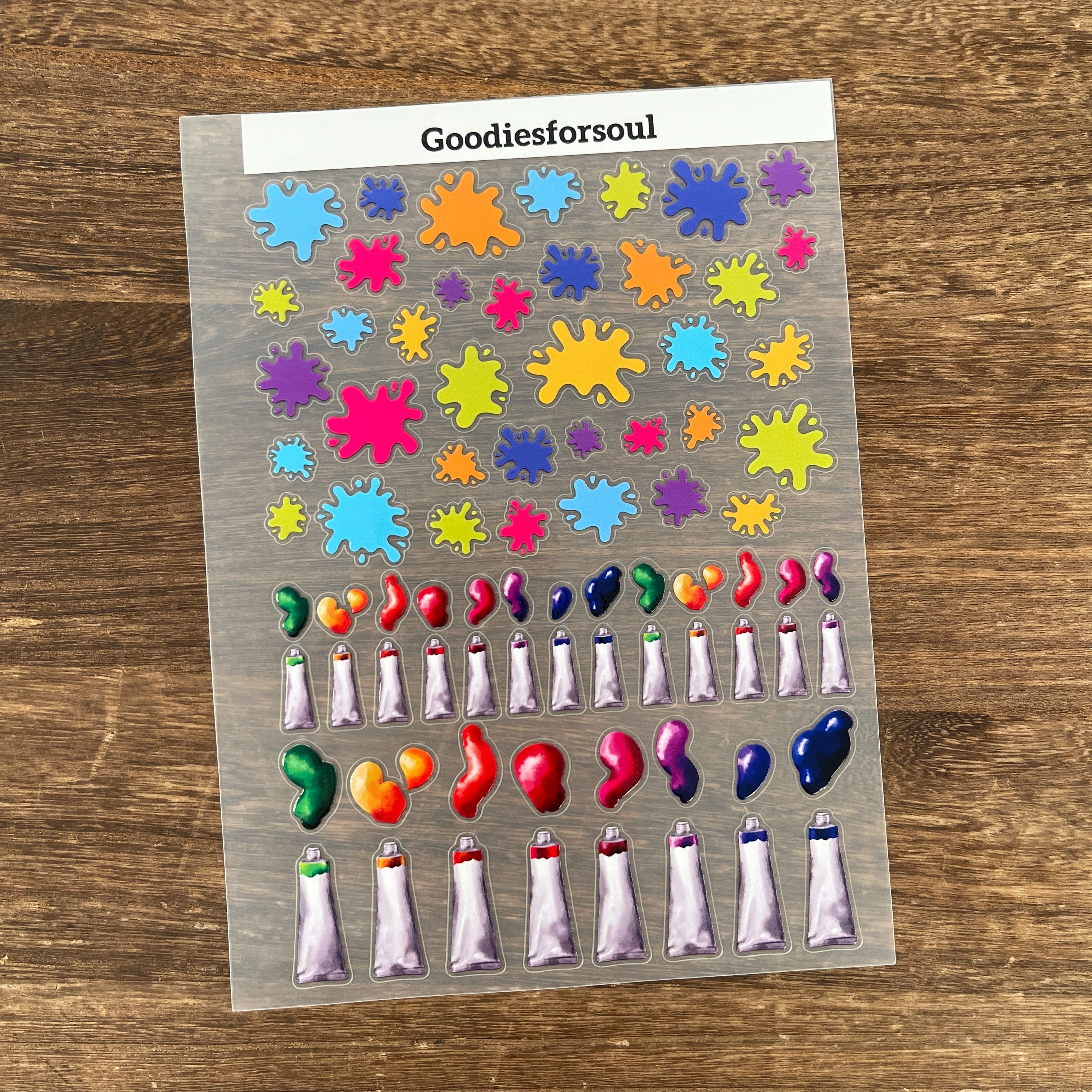 3D Colorful pigments and splashes of colored PET Sticker 1 Pcs