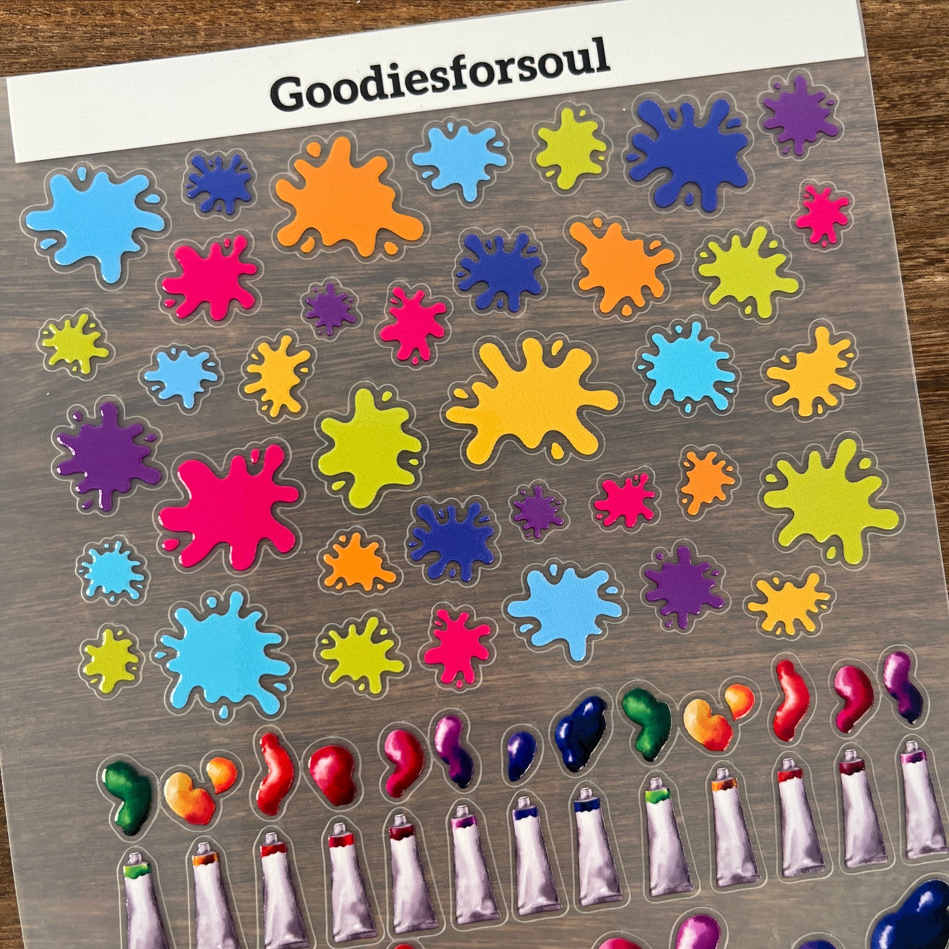 3D Colorful pigments and splashes of colored PET Sticker 1 Pcs