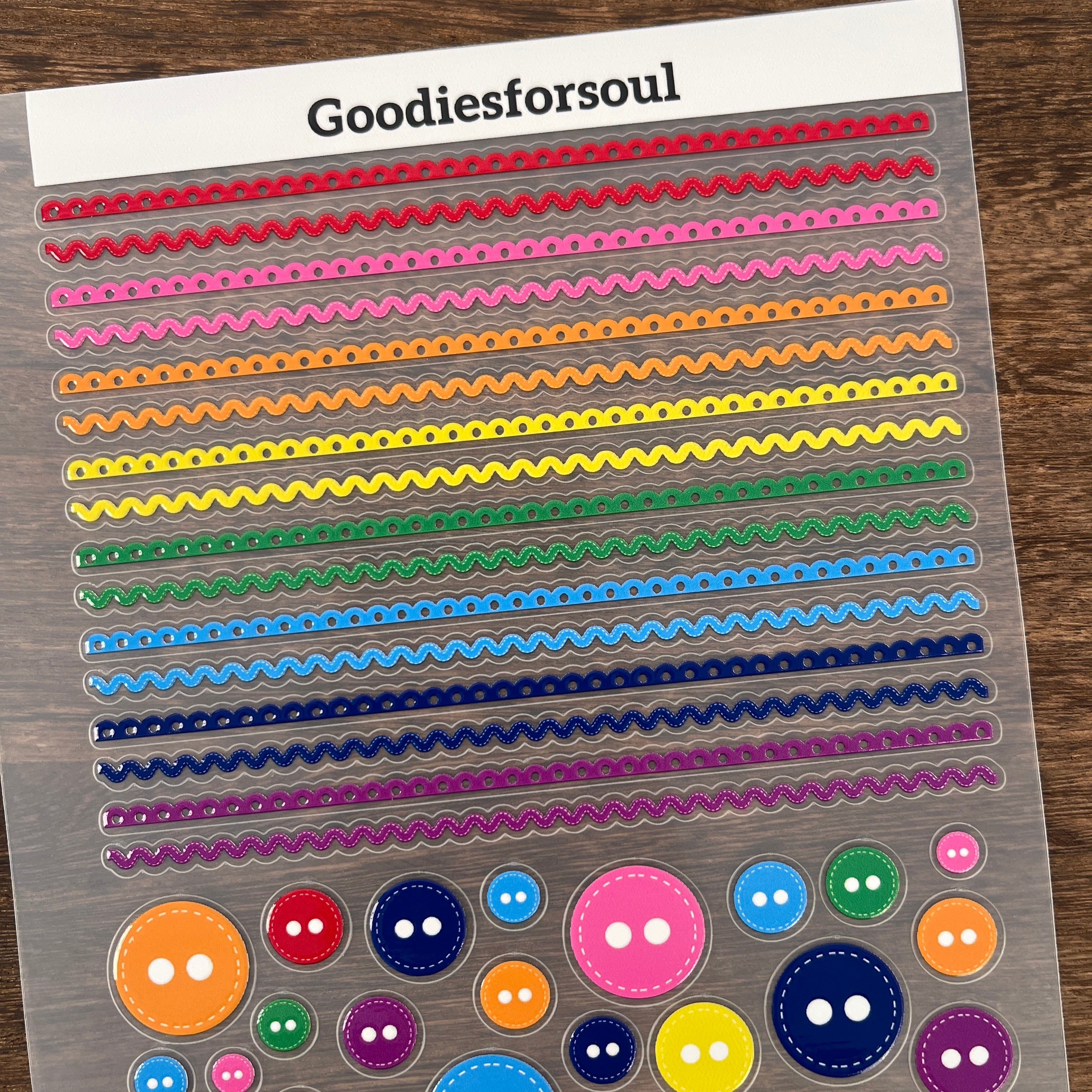 3D Lace and Buttons PET Sticker 1 Pcs