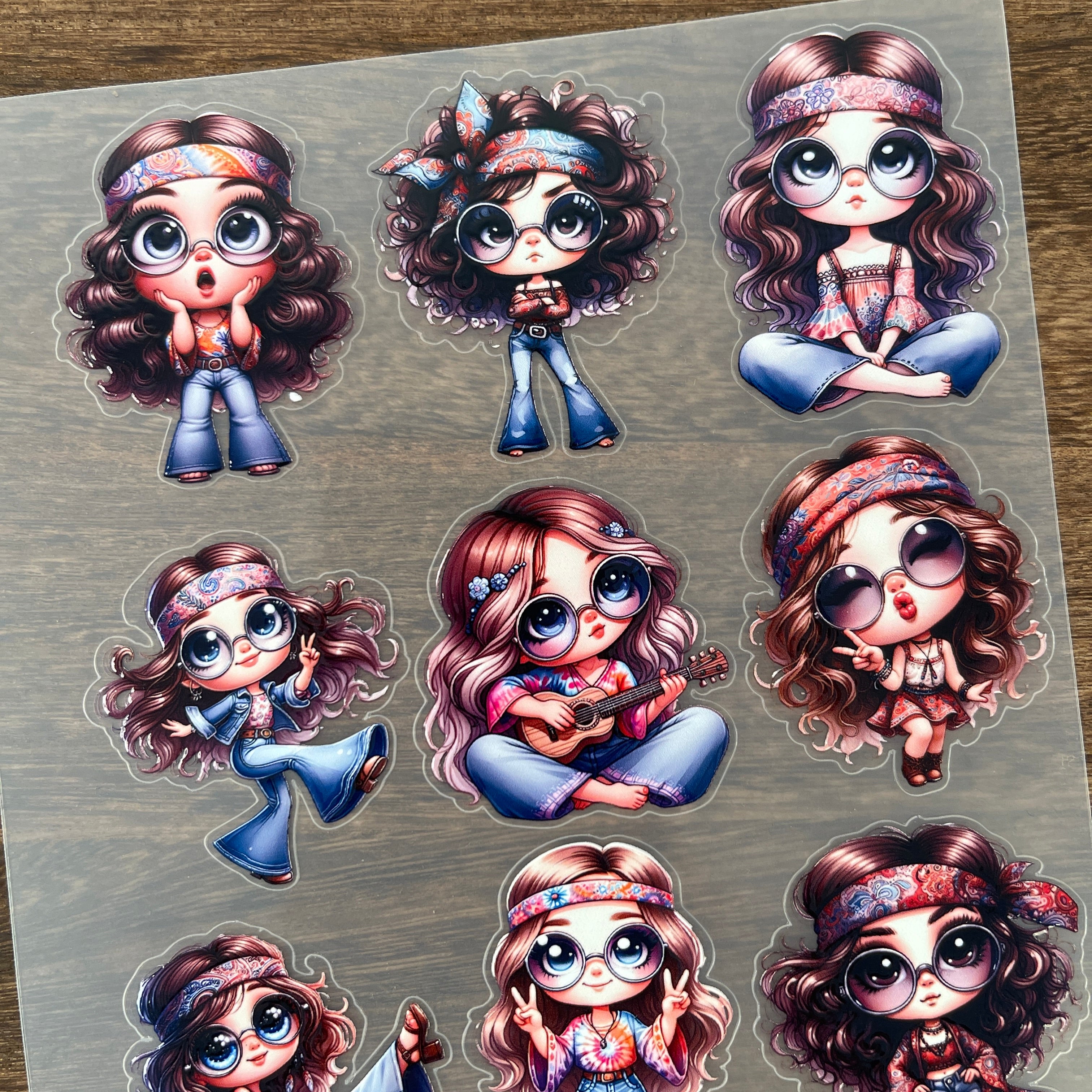 3D Cute Boho Girl PET Sticker 1 Pcs