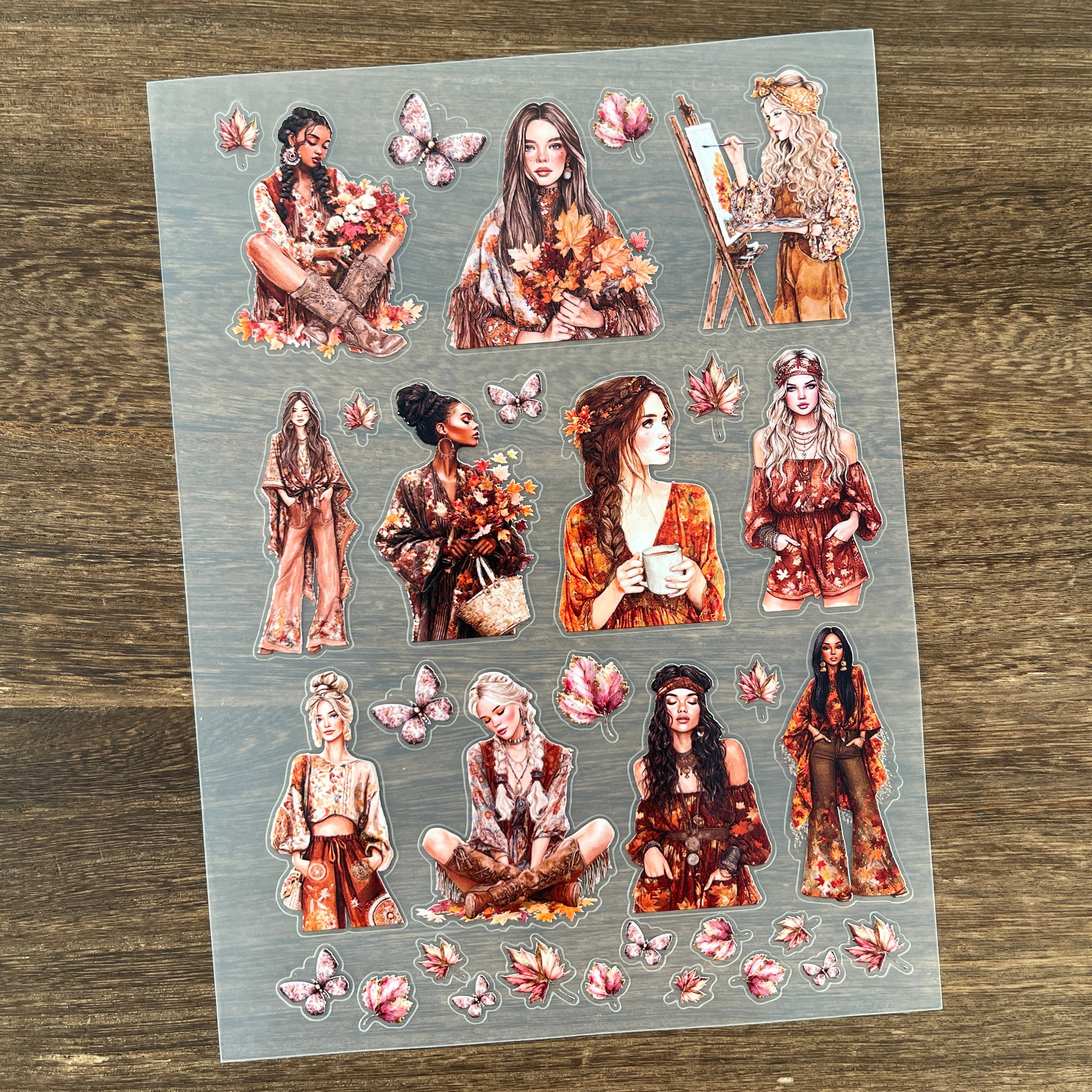 3D Boho Girl PET Sticker 1 Pcs