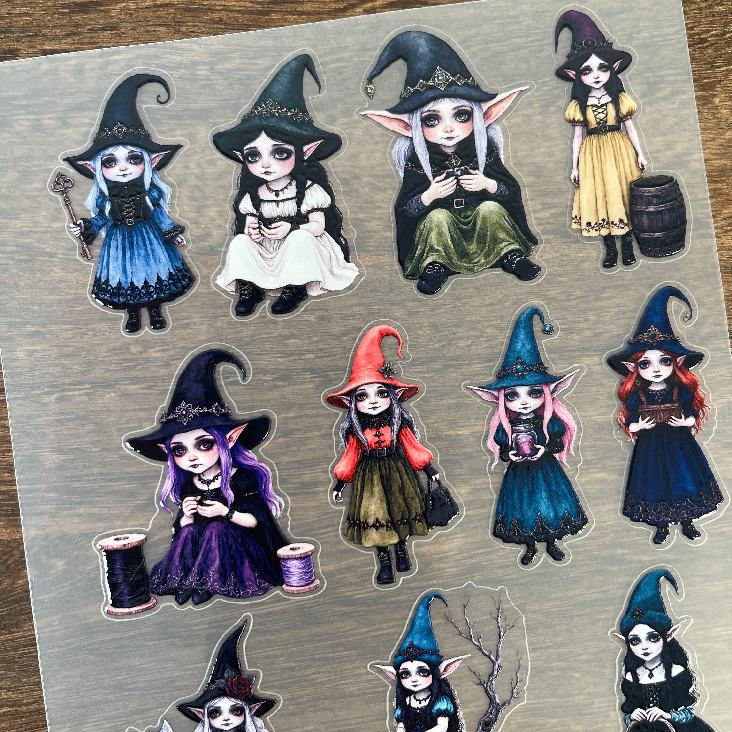 3D Witch Gnome girl PET Sticker 1 Pcs