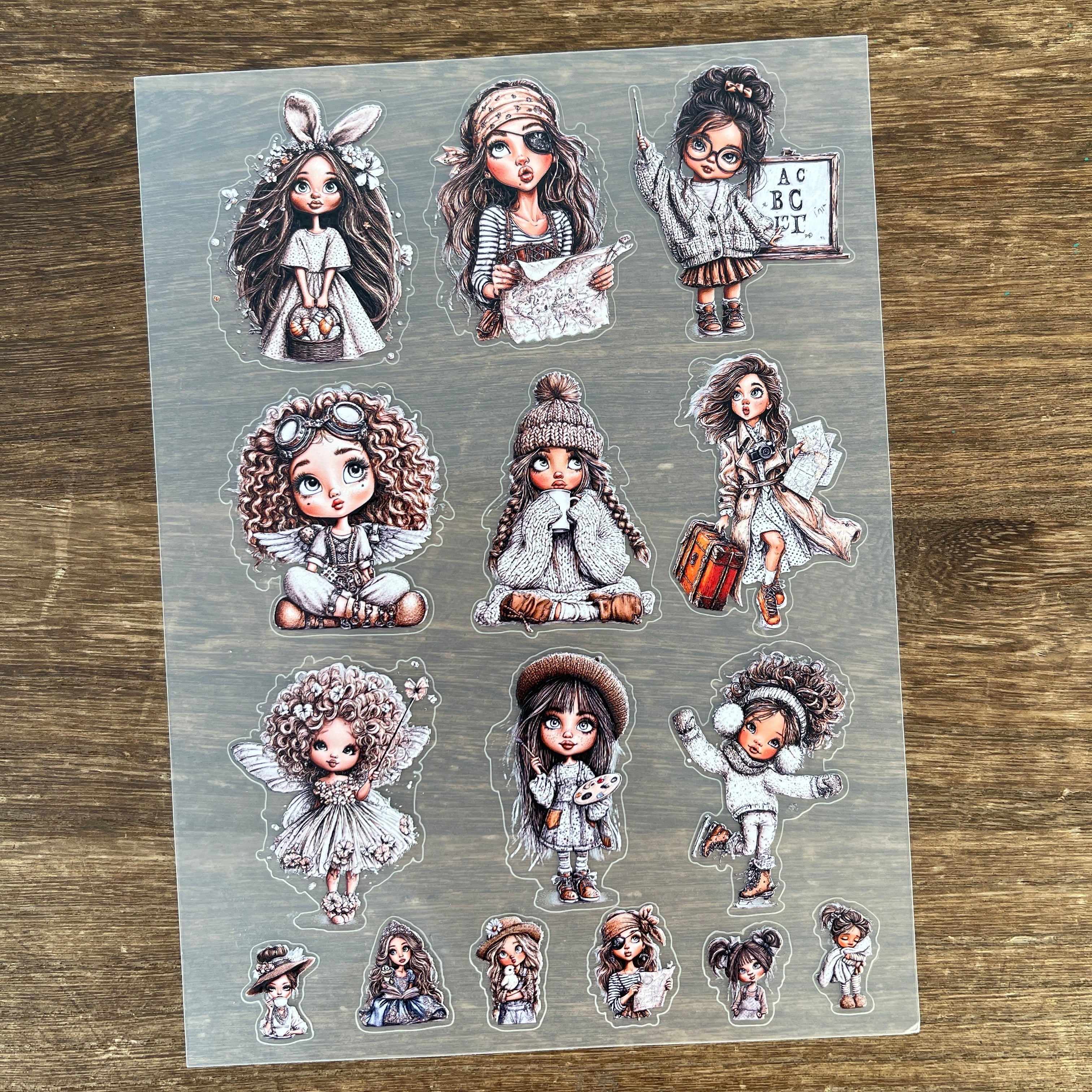 3D Little Girl PET Sticker 1 Pcs