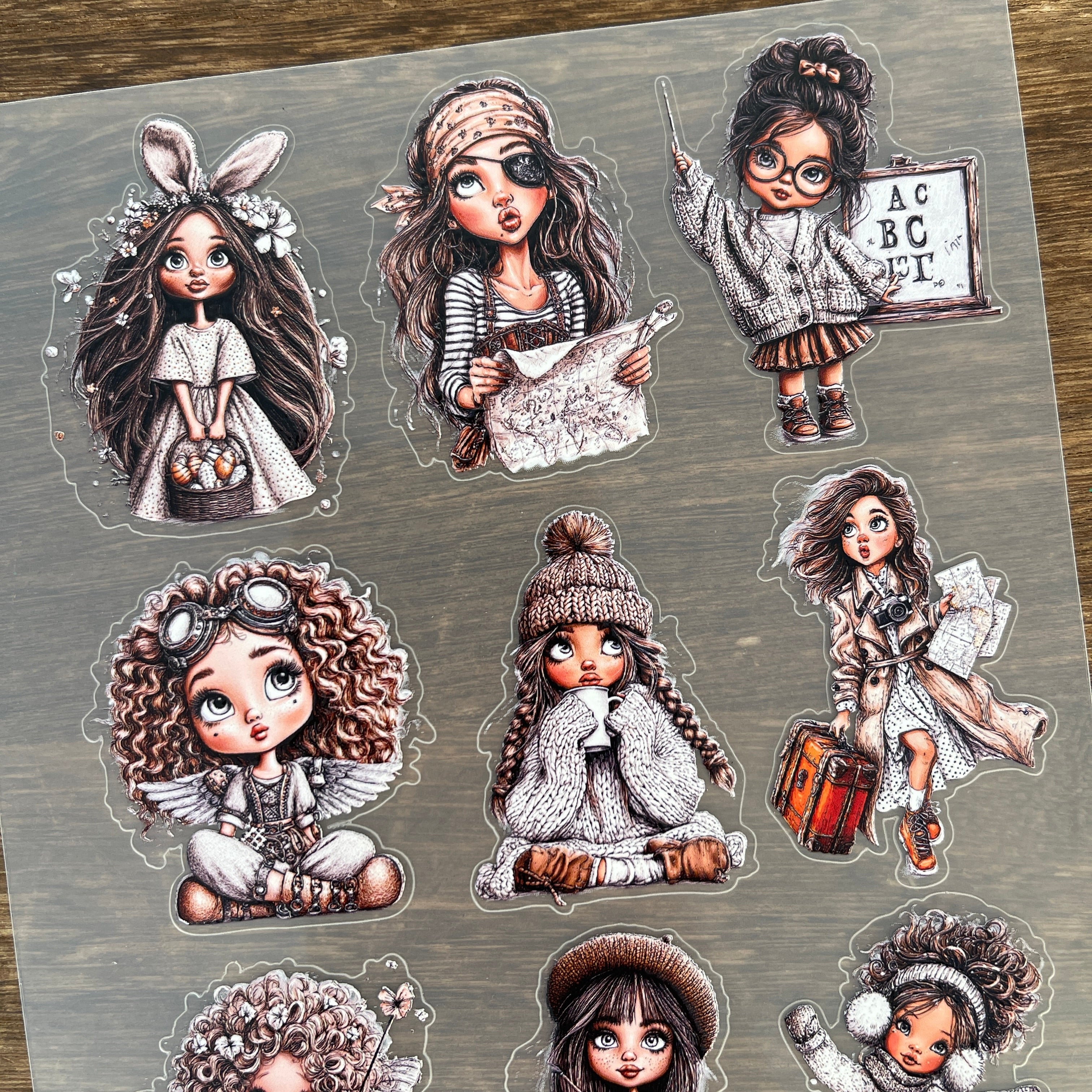 3D Little Girl PET Sticker 1 Pcs