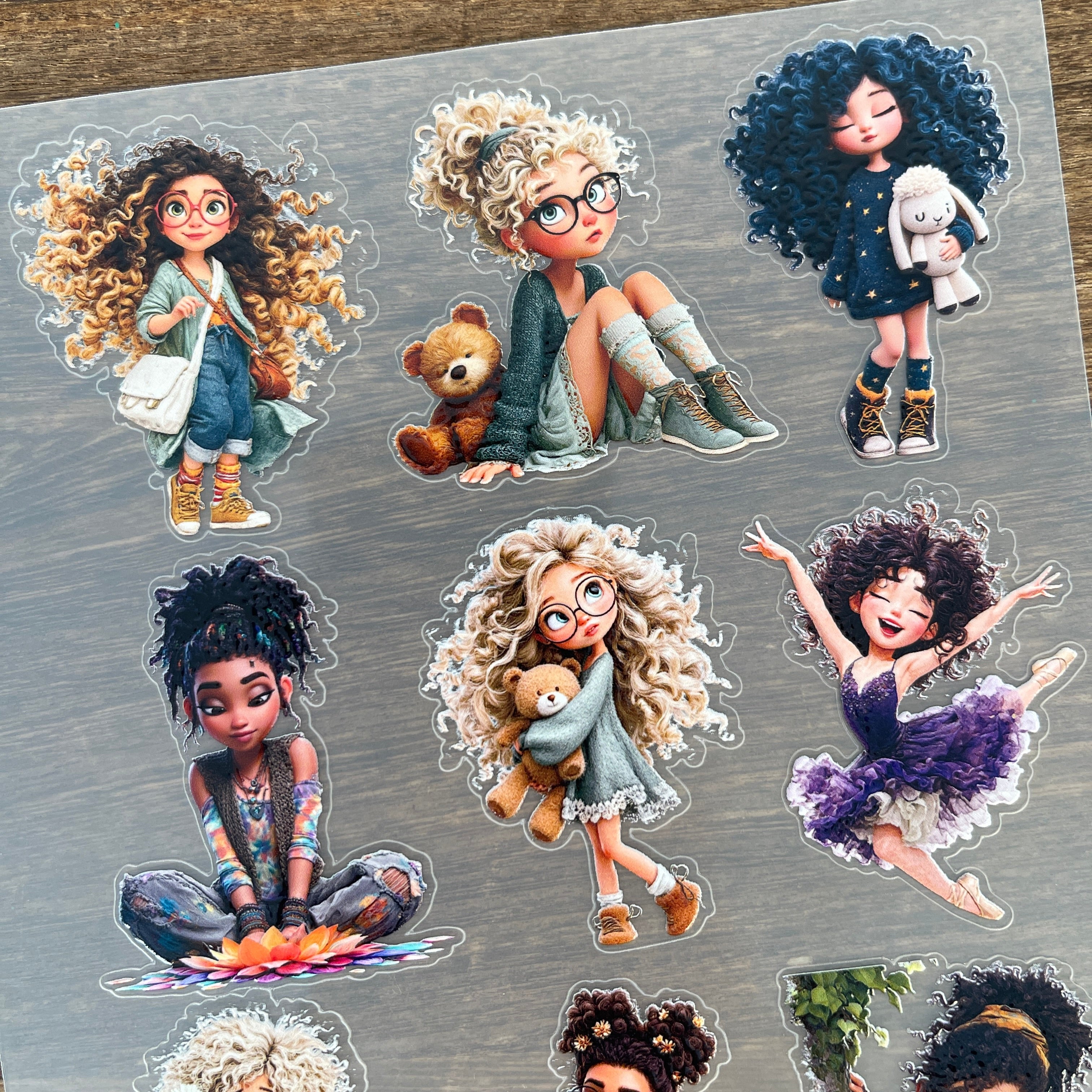 3D Cute Girl PET Sticker 1 Pcs