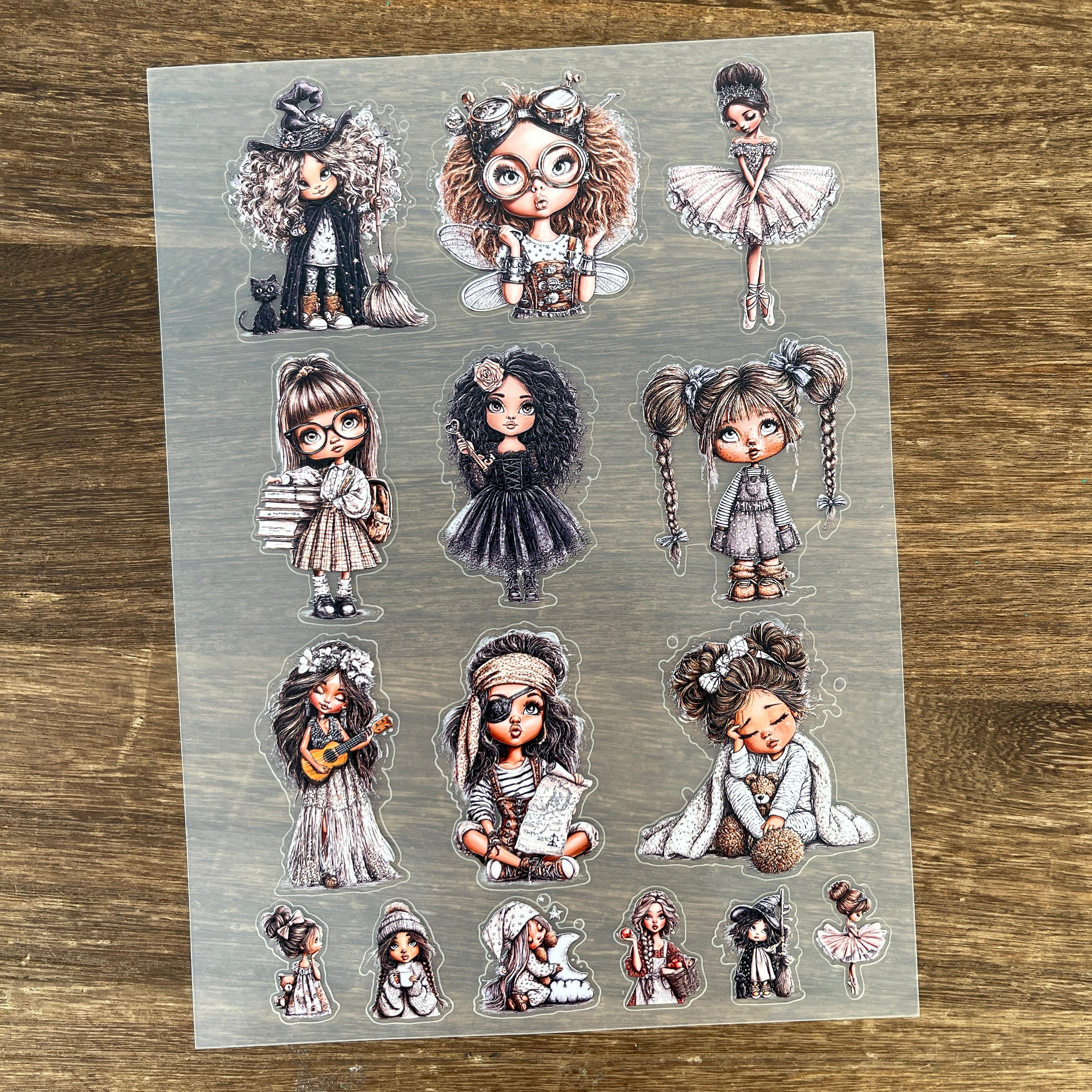 3D Little Girl PET Sticker 1 Pcs