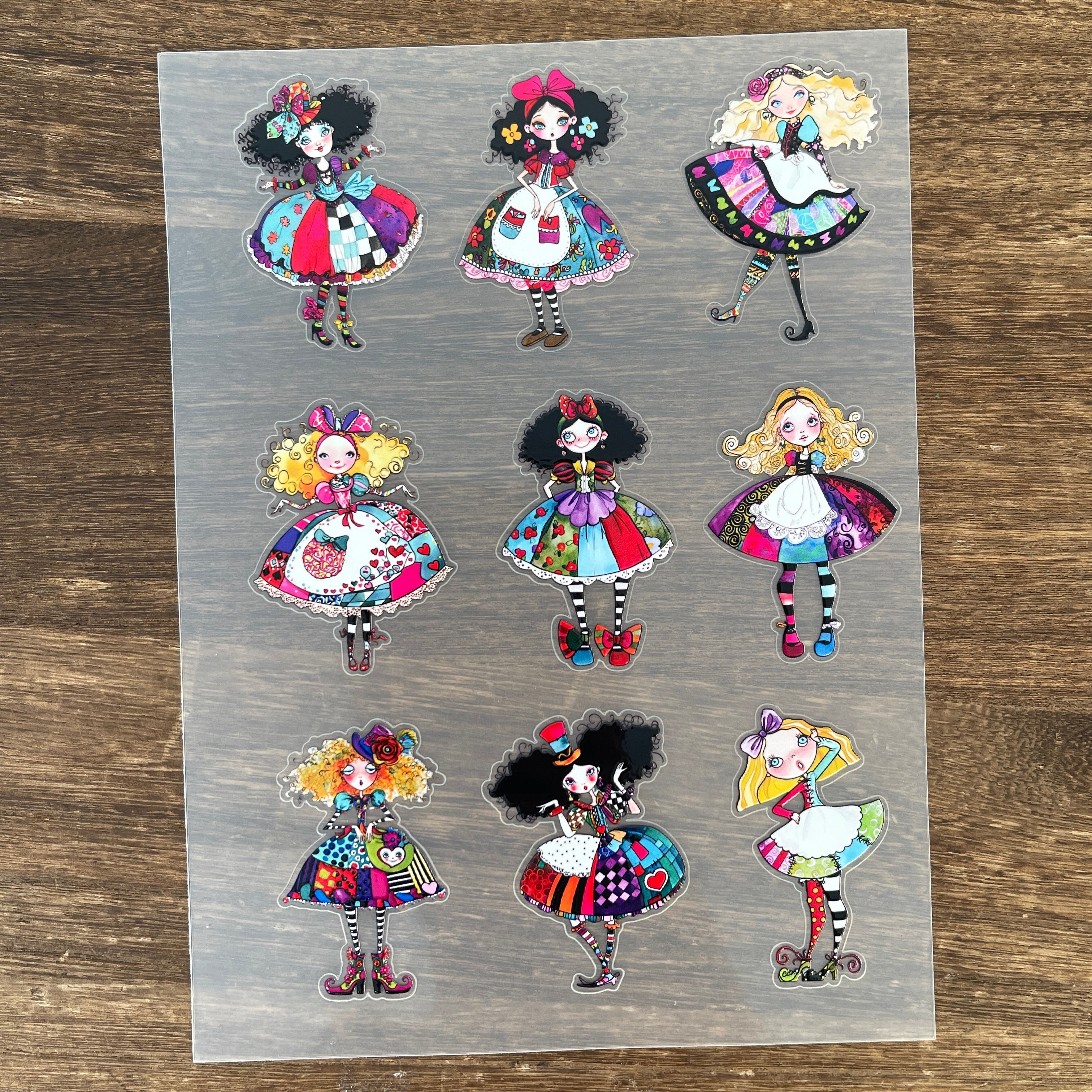 3D Colorful Girl PET Sticker 1 Pcs