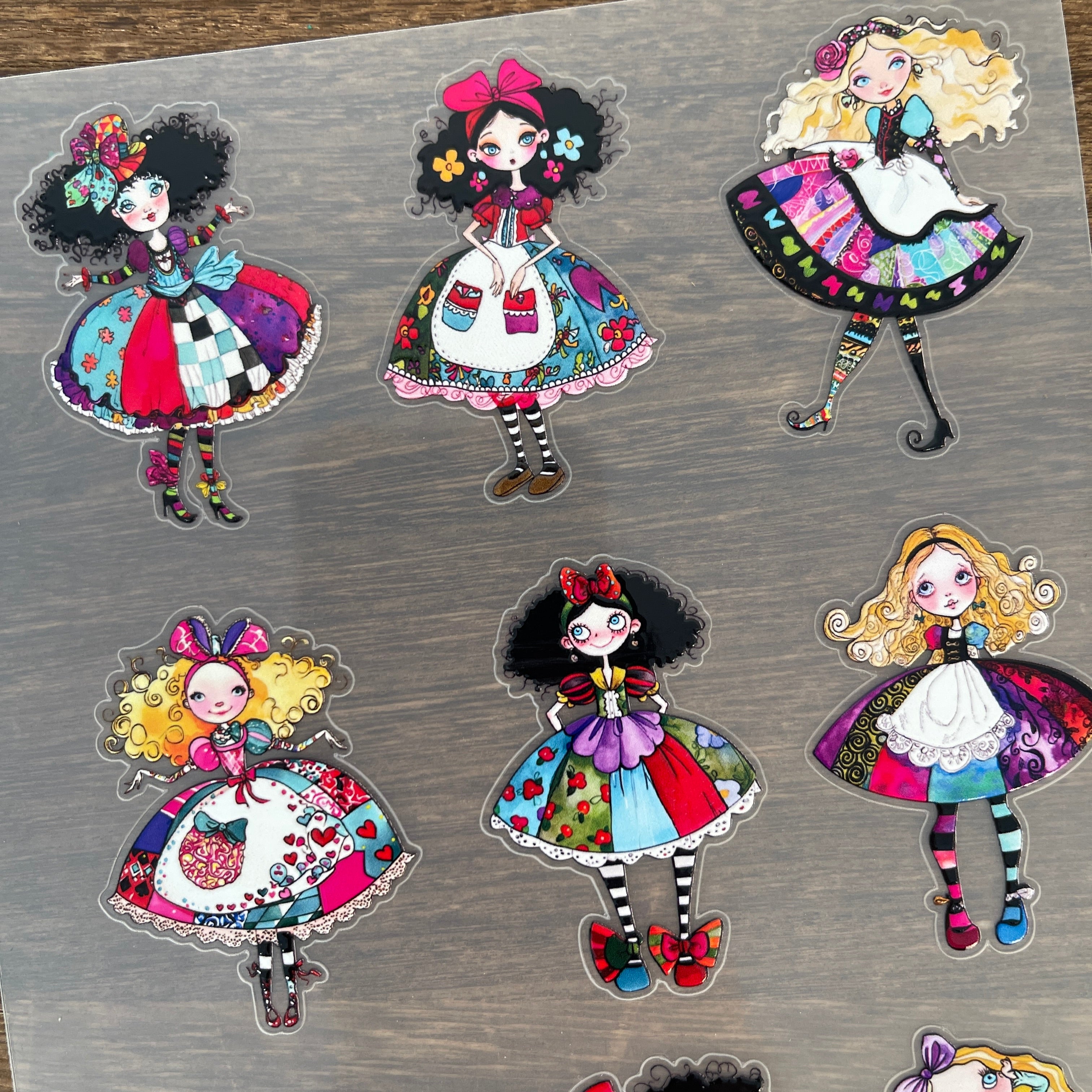 3D Colorful Girl PET Sticker 1 Pcs