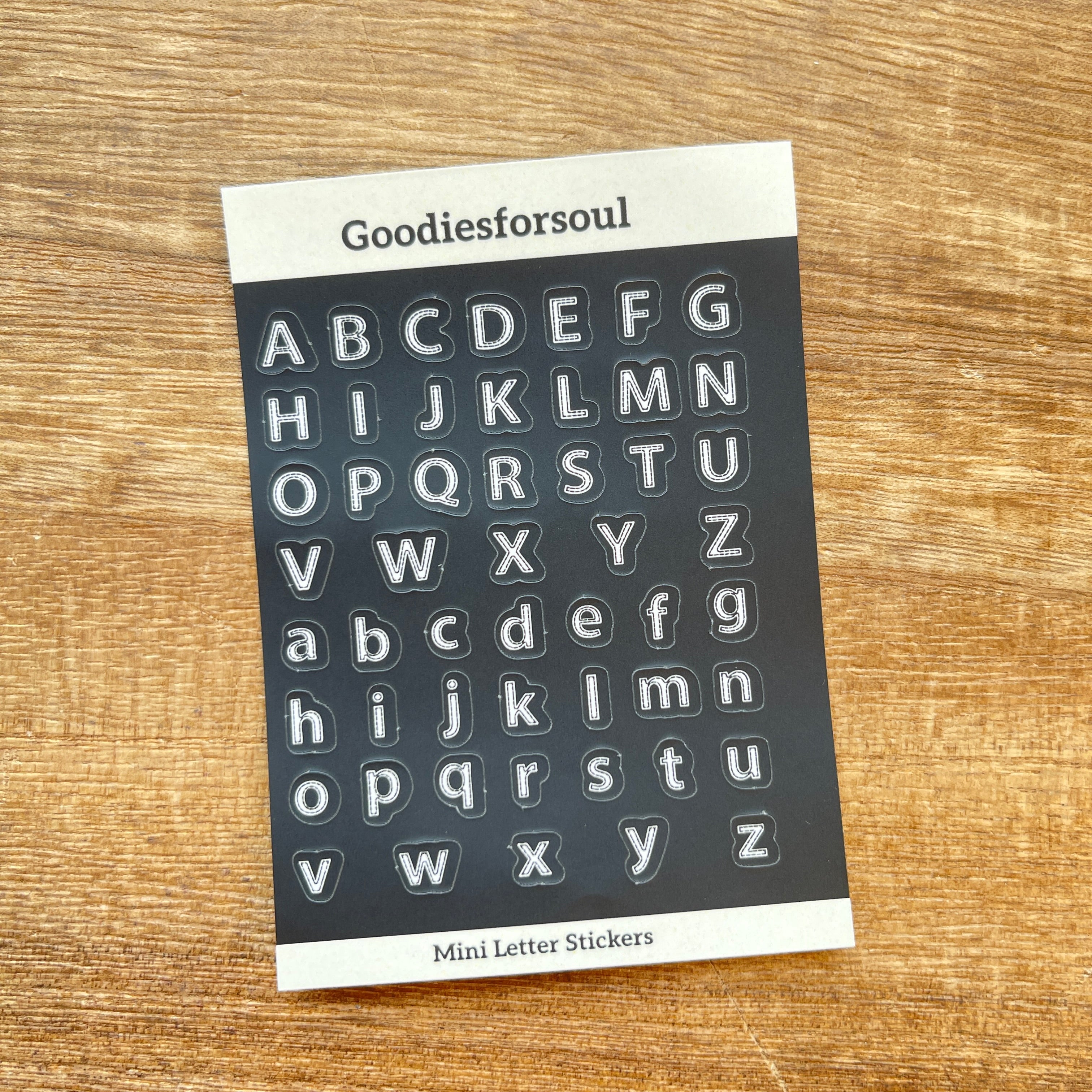 Uppercase & Lowercase Mini Letter Stickers (Black / White) 2.5x3.5inch
