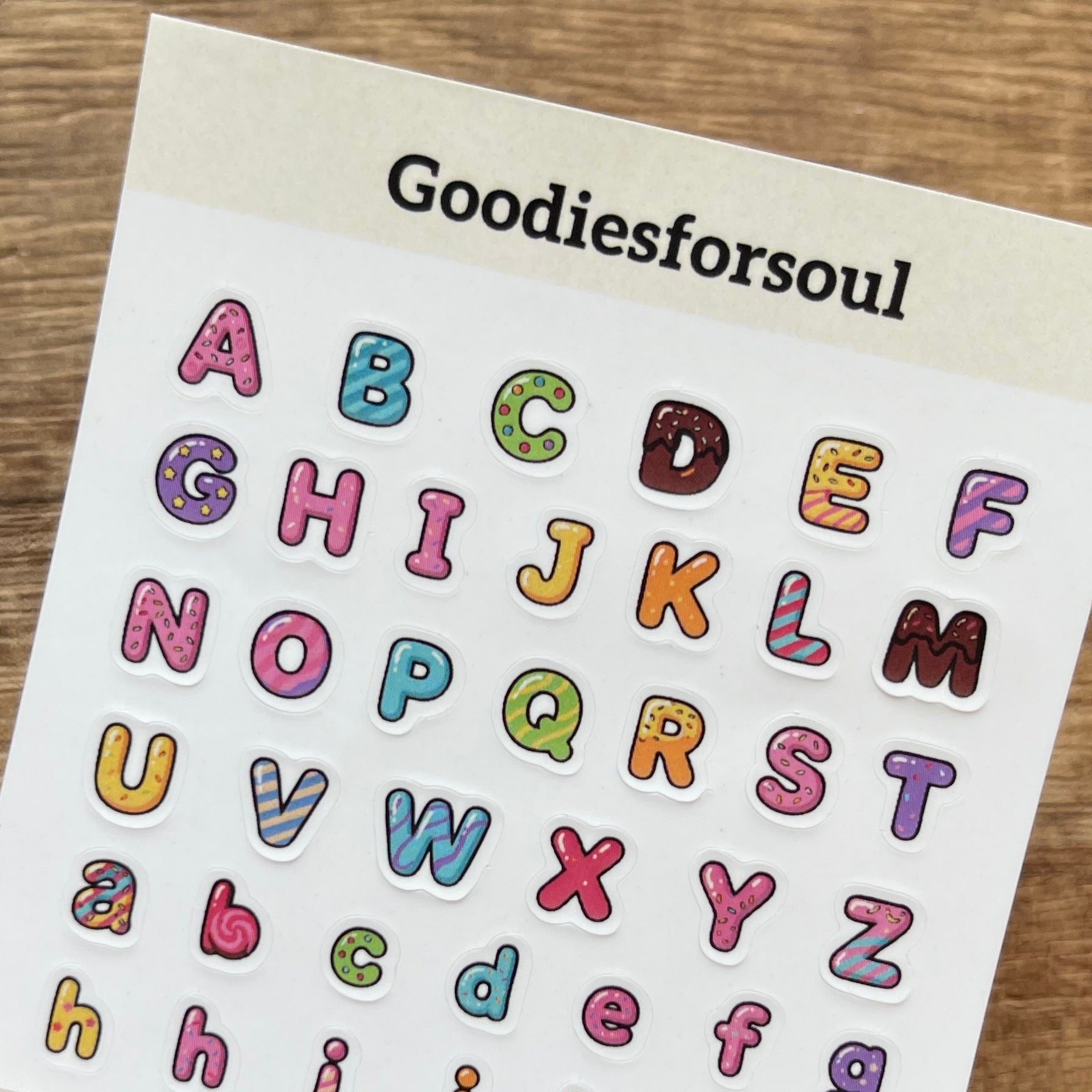 Colorful Sweet Treat Uppercase & Lowercase Mini Letter Stickers 2.5x3.5inch