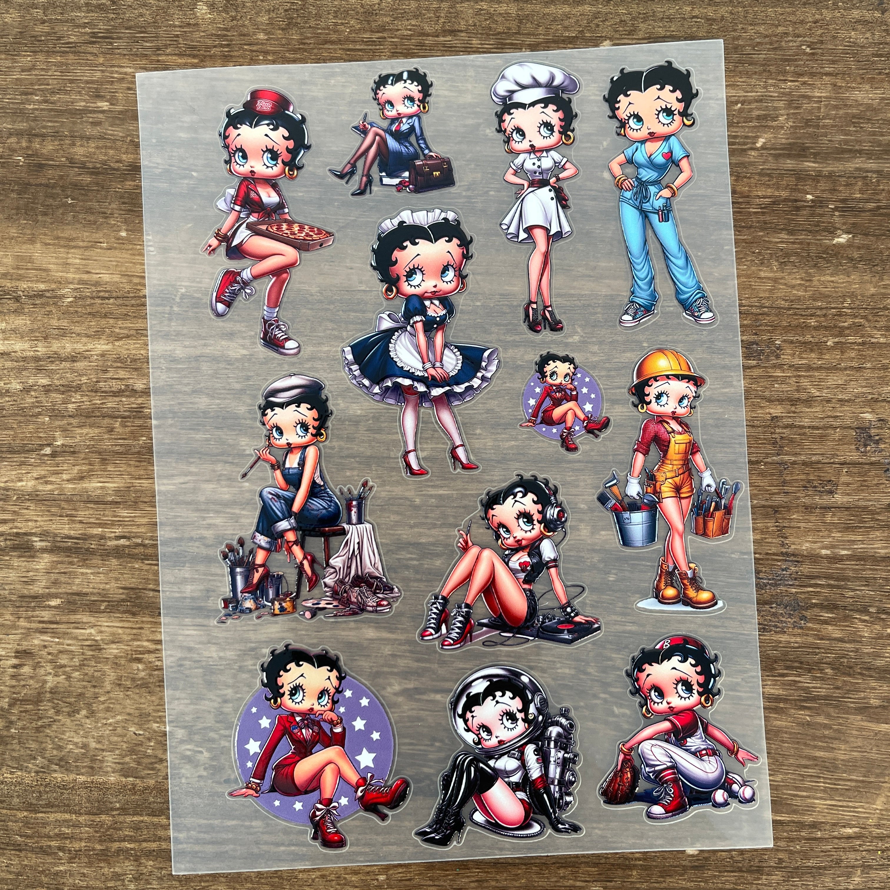 3D Career Betty (B) PET Sticker 1 Pcs