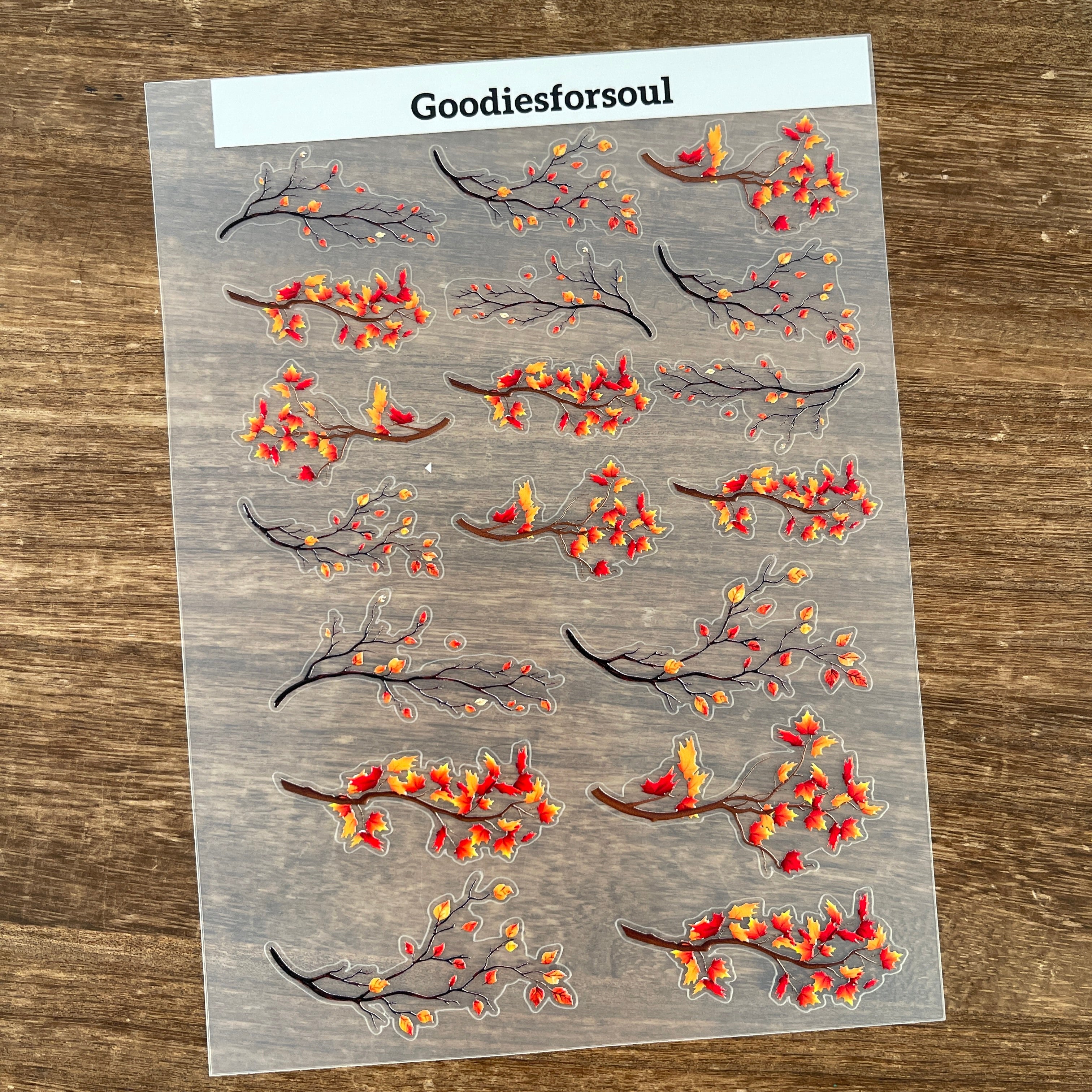 3D Autumn Branches PET Sticker 1 Pcs