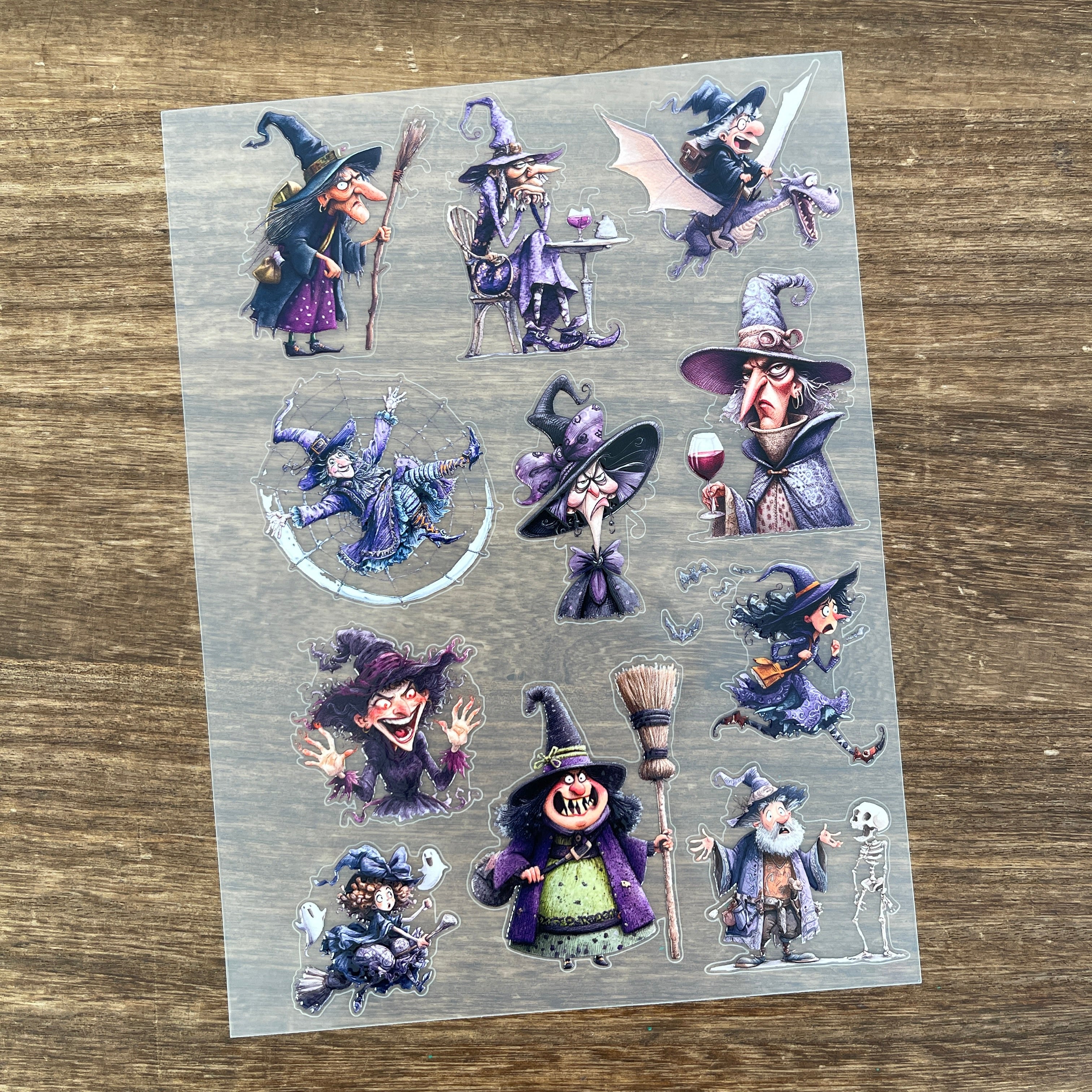 3D Purple Witch PET Sticker 1 Pcs