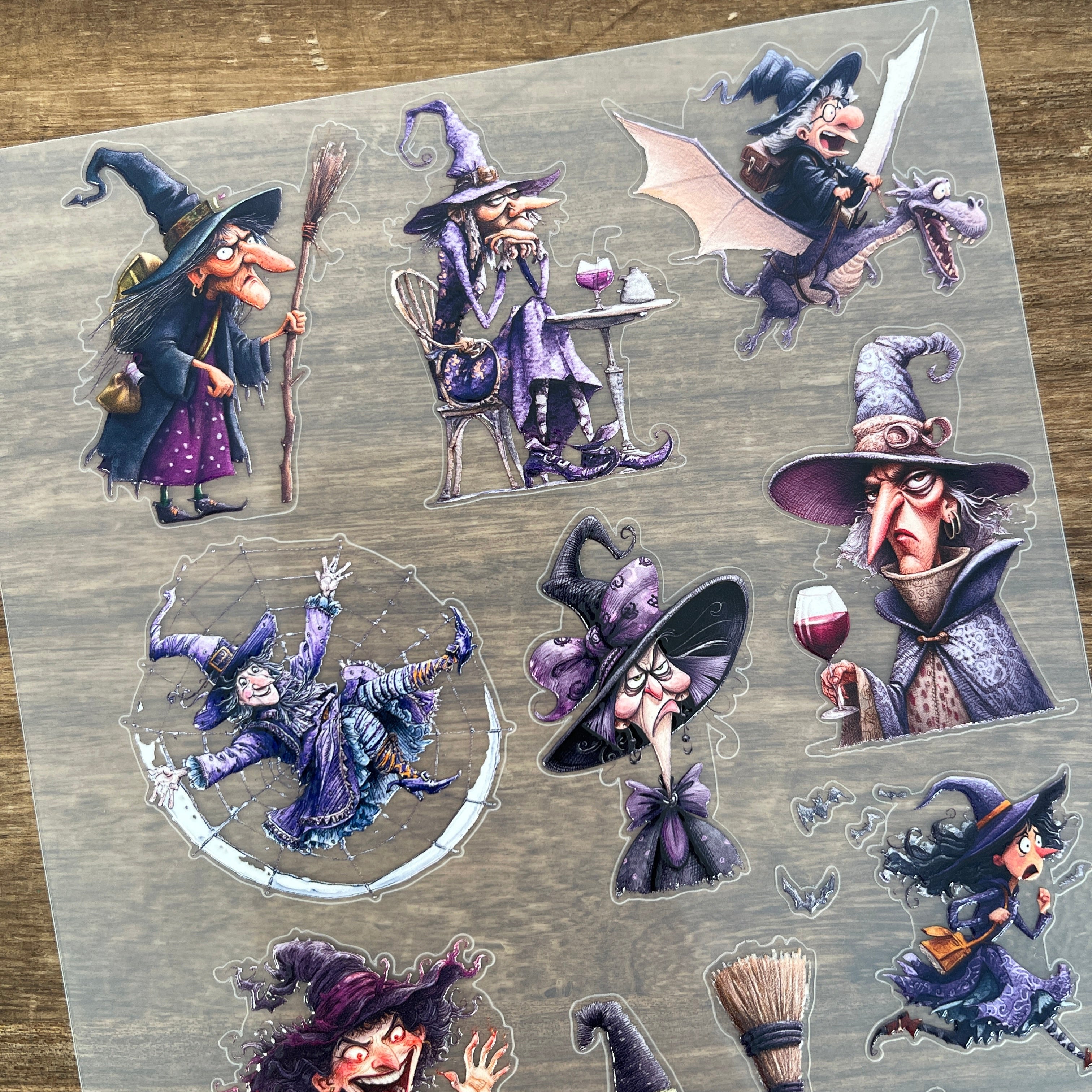 3D Purple Witch PET Sticker 1 Pcs