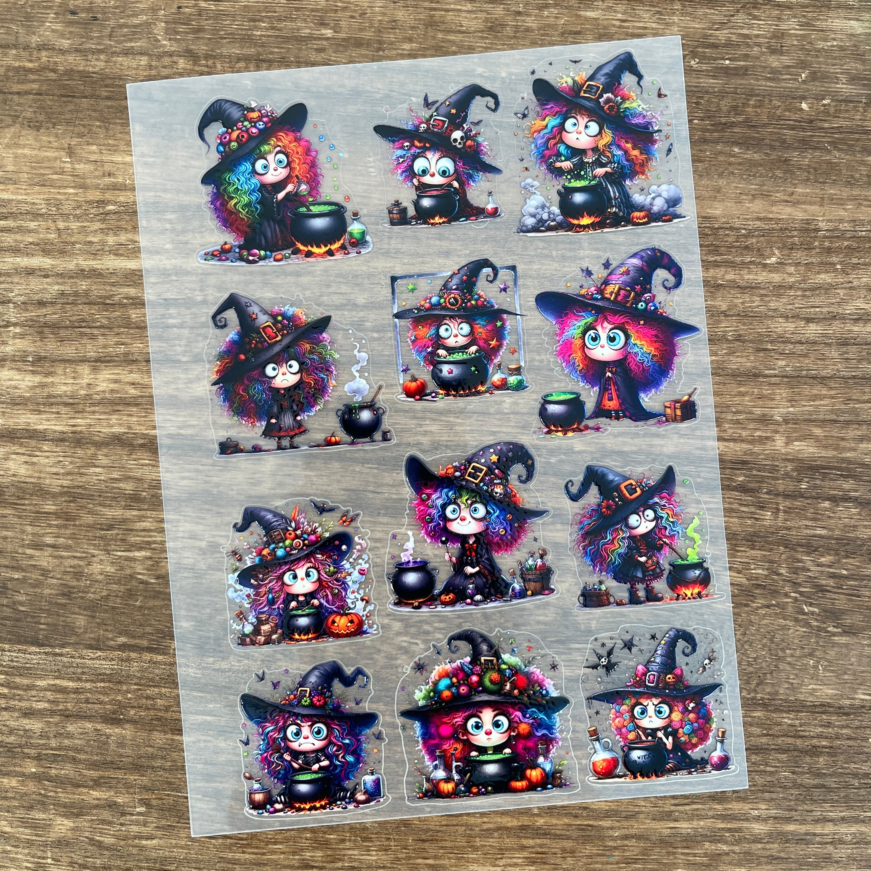 3D Rainbow Witch PET Sticker 1 Pcs