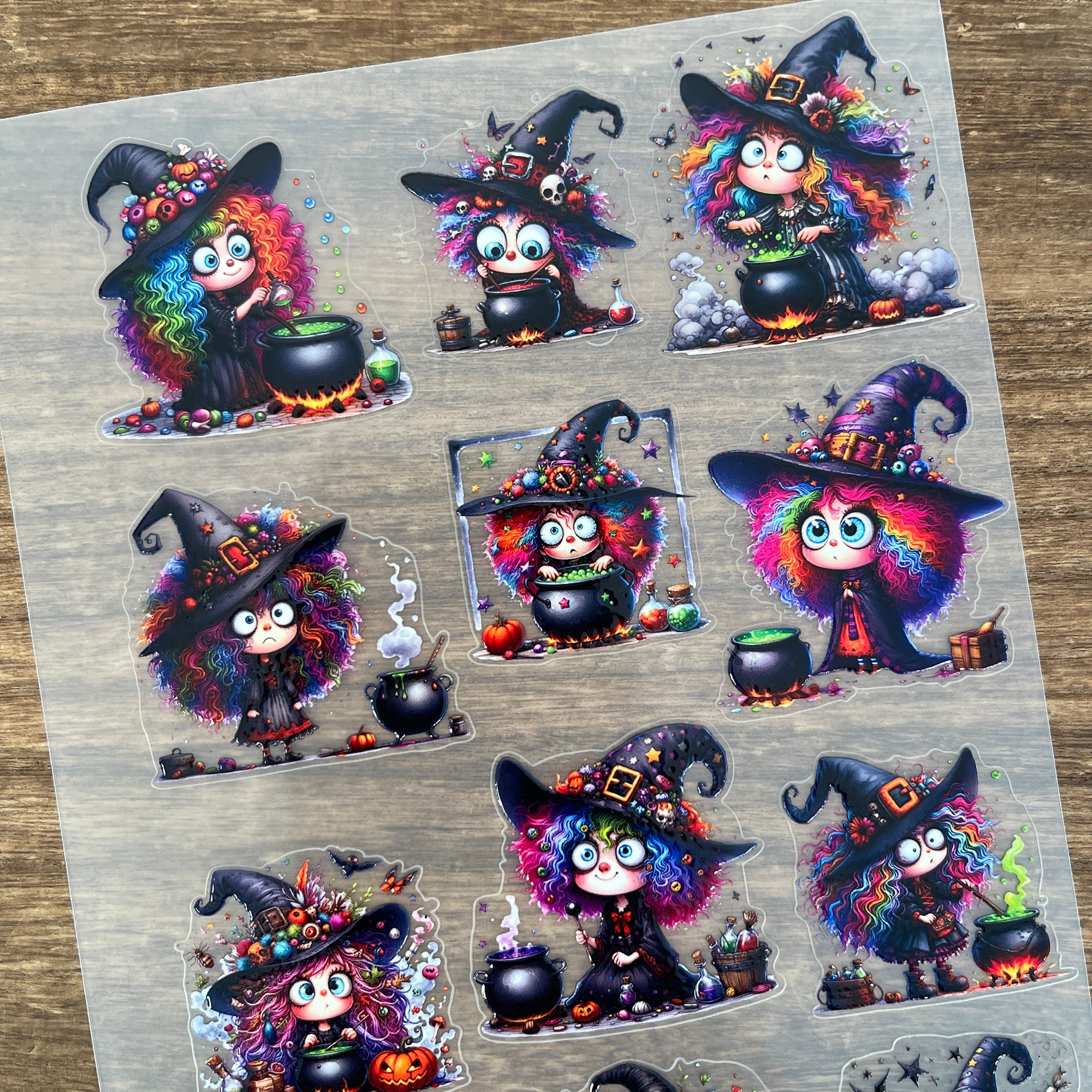 3D Rainbow Witch PET Sticker 1 Pcs