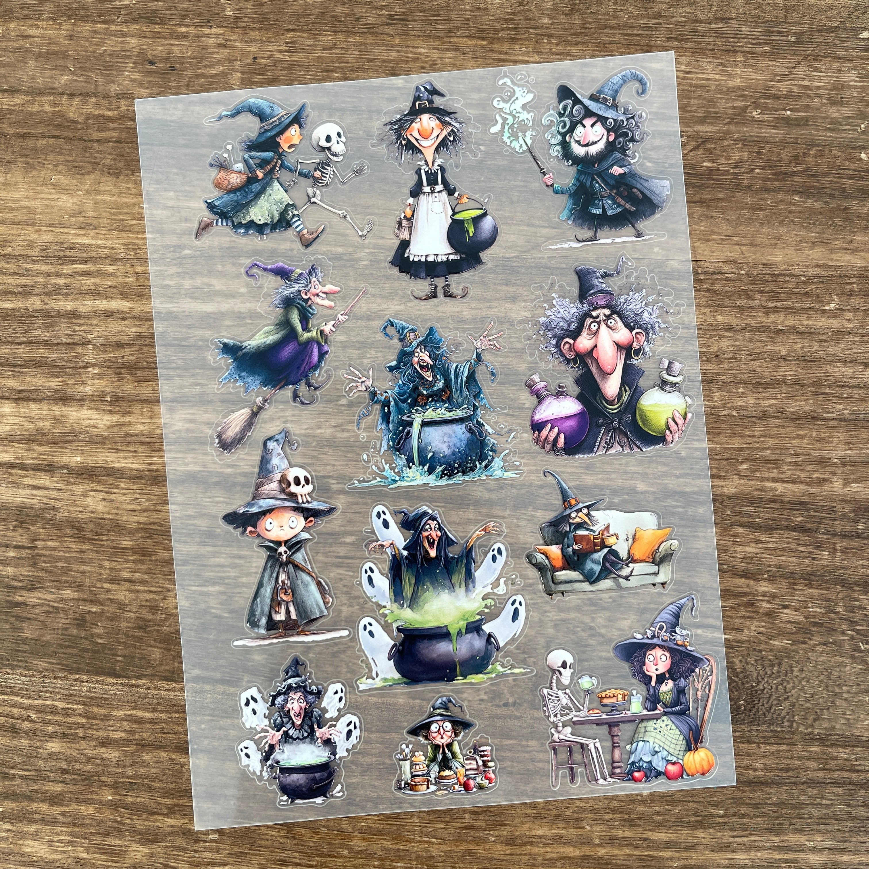 3D Green Witch PET Sticker 1 Pcs