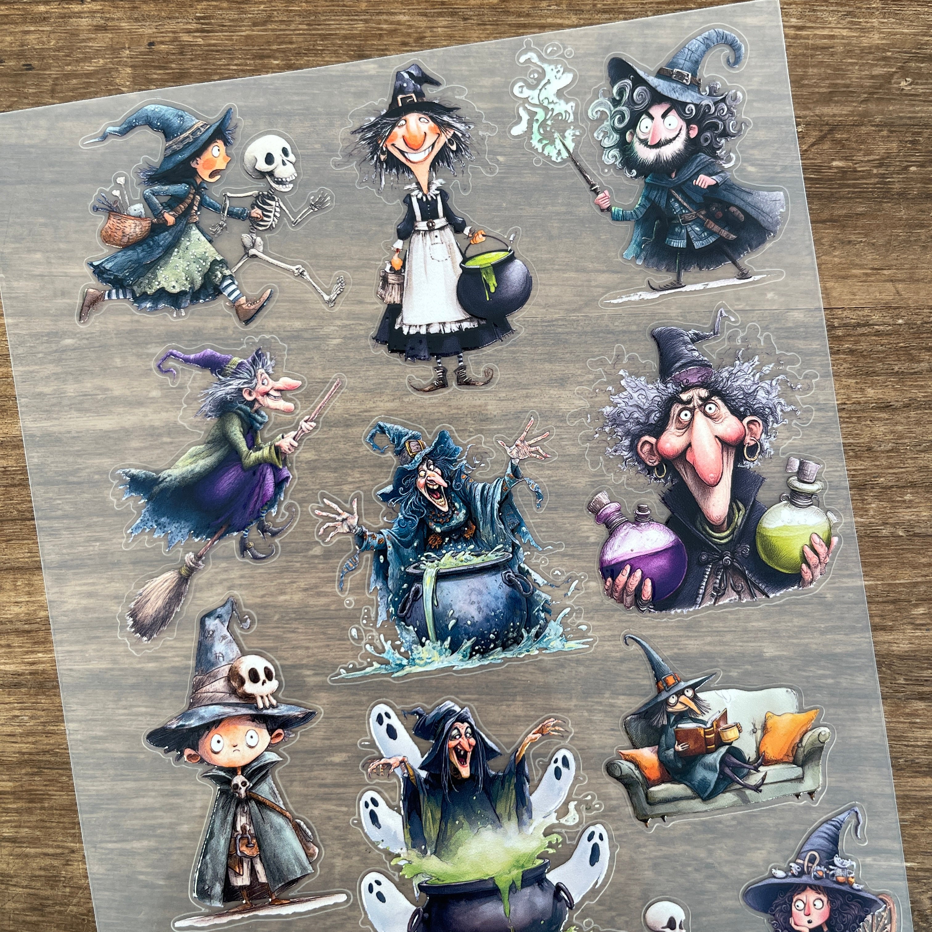 3D Green Witch PET Sticker 1 Pcs