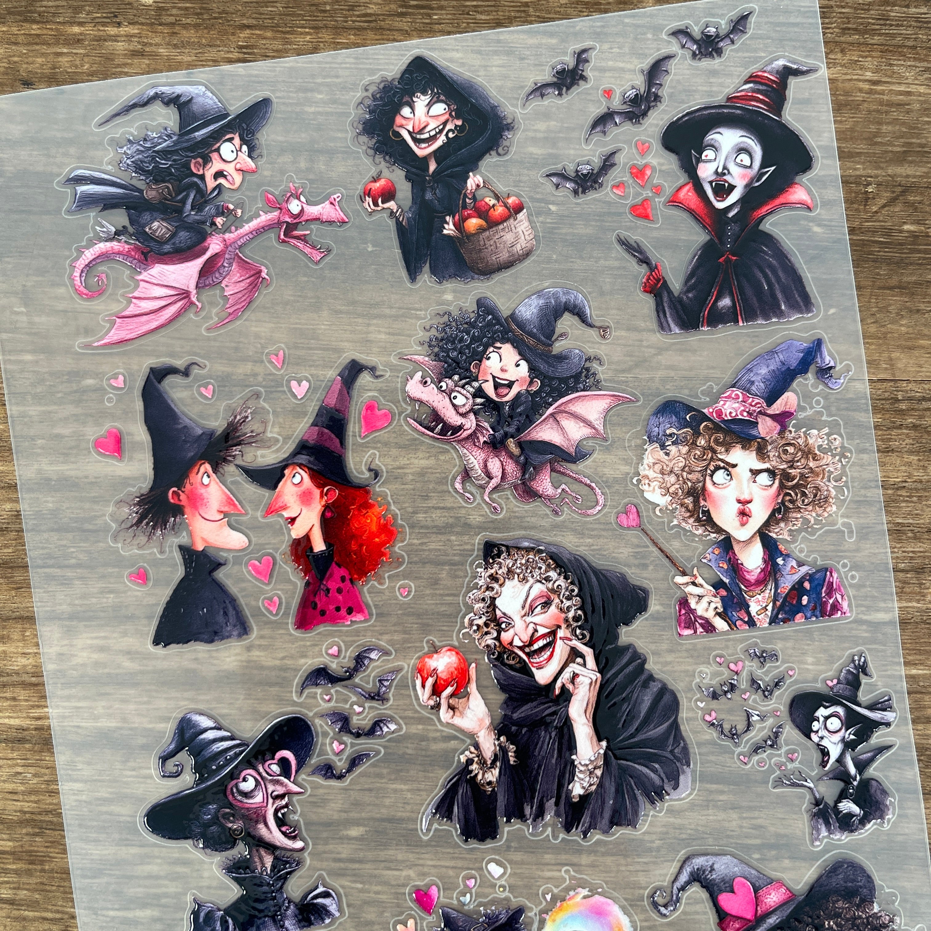 3D Pink Witch PET Sticker 1 Pcs