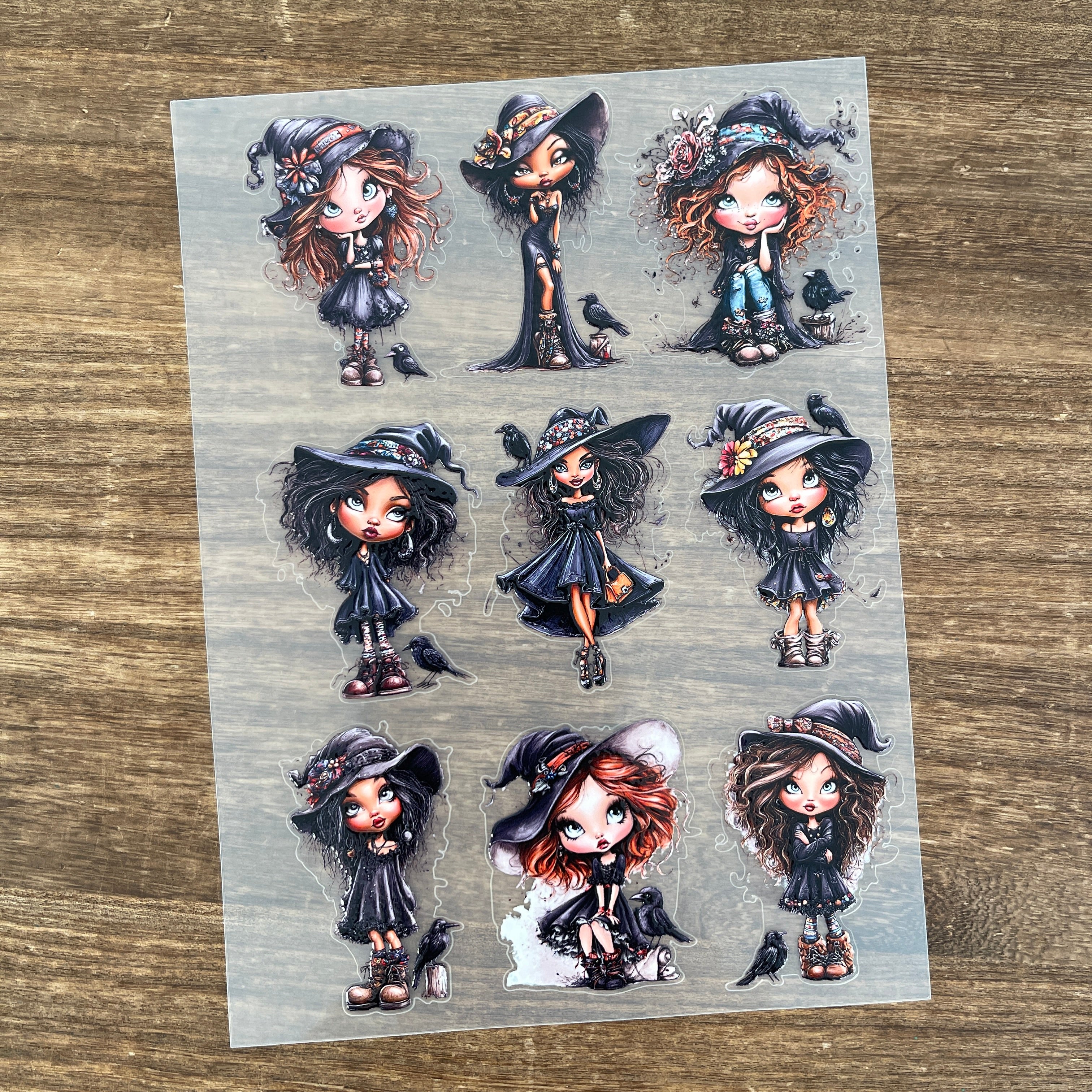 3D Raven Witch PET Sticker 1 Pcs