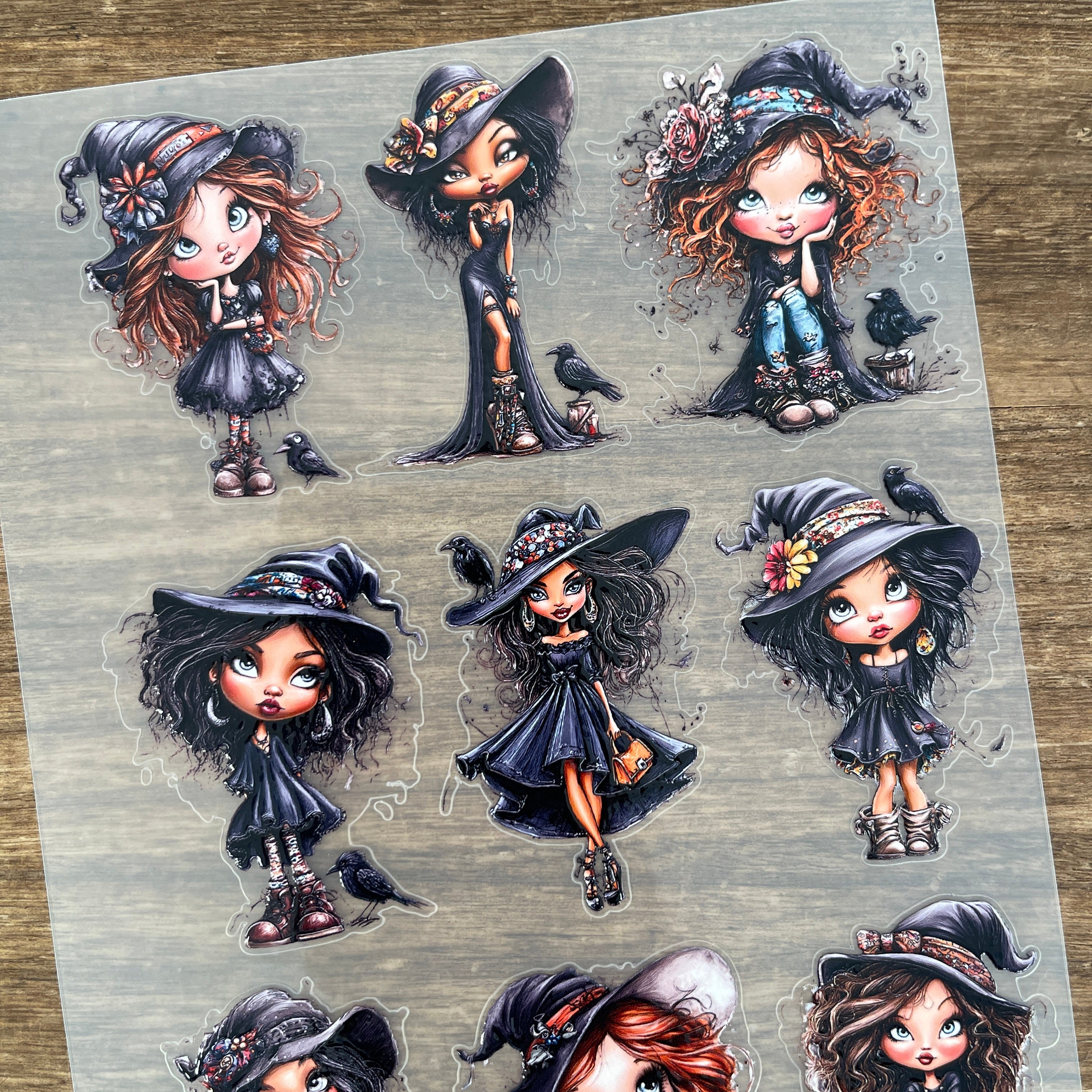 3D Raven Witch PET Sticker 1 Pcs