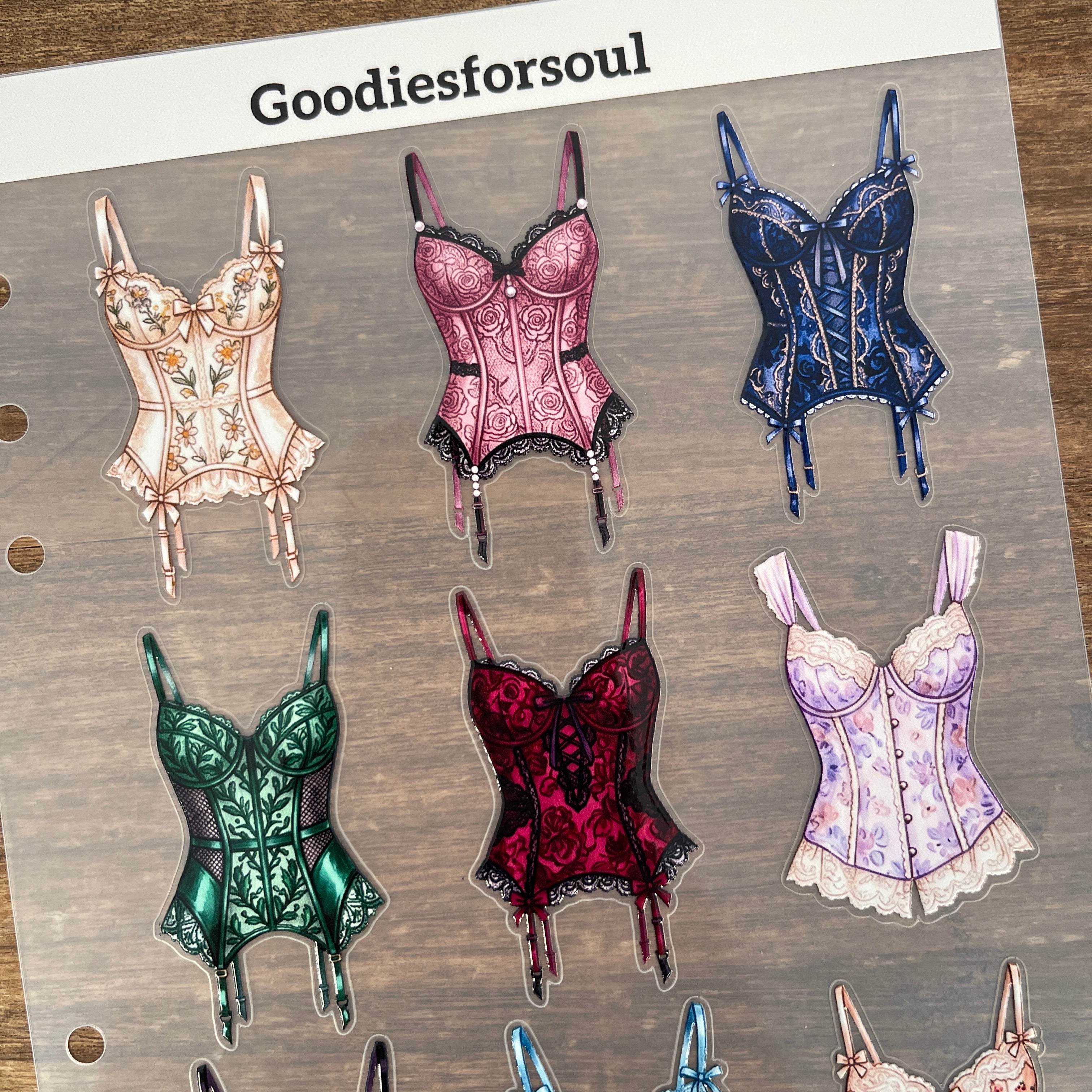 3D Vintage Camisole Corset PET Sticker 1 Pcs