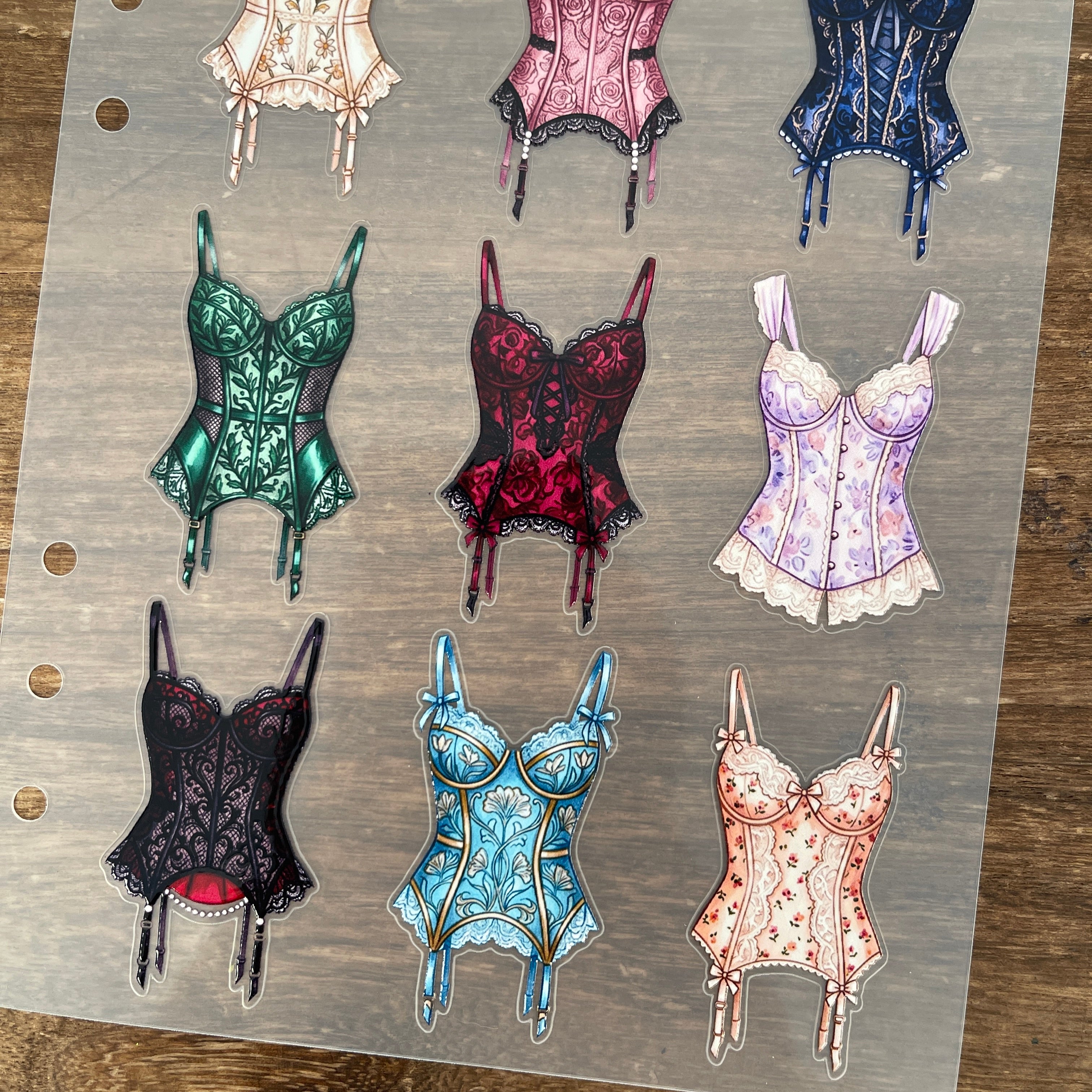 3D Vintage Camisole Corset PET Sticker 1 Pcs