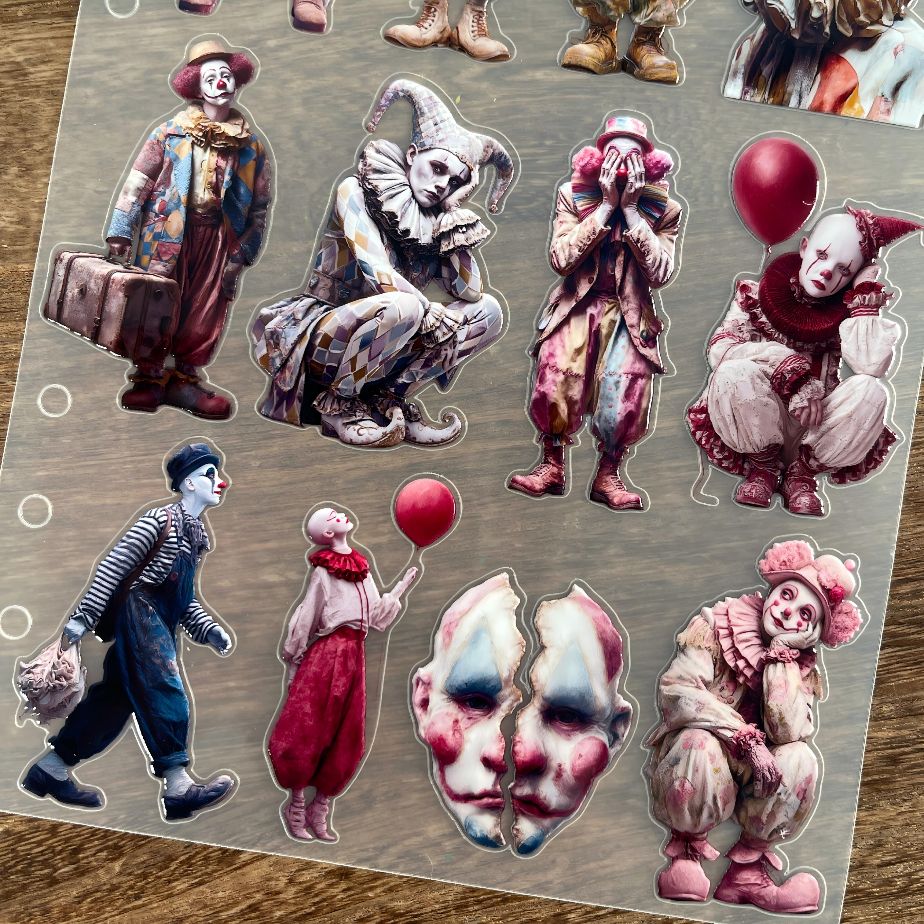 3D Circus Character PET Sticker 1 Pcs