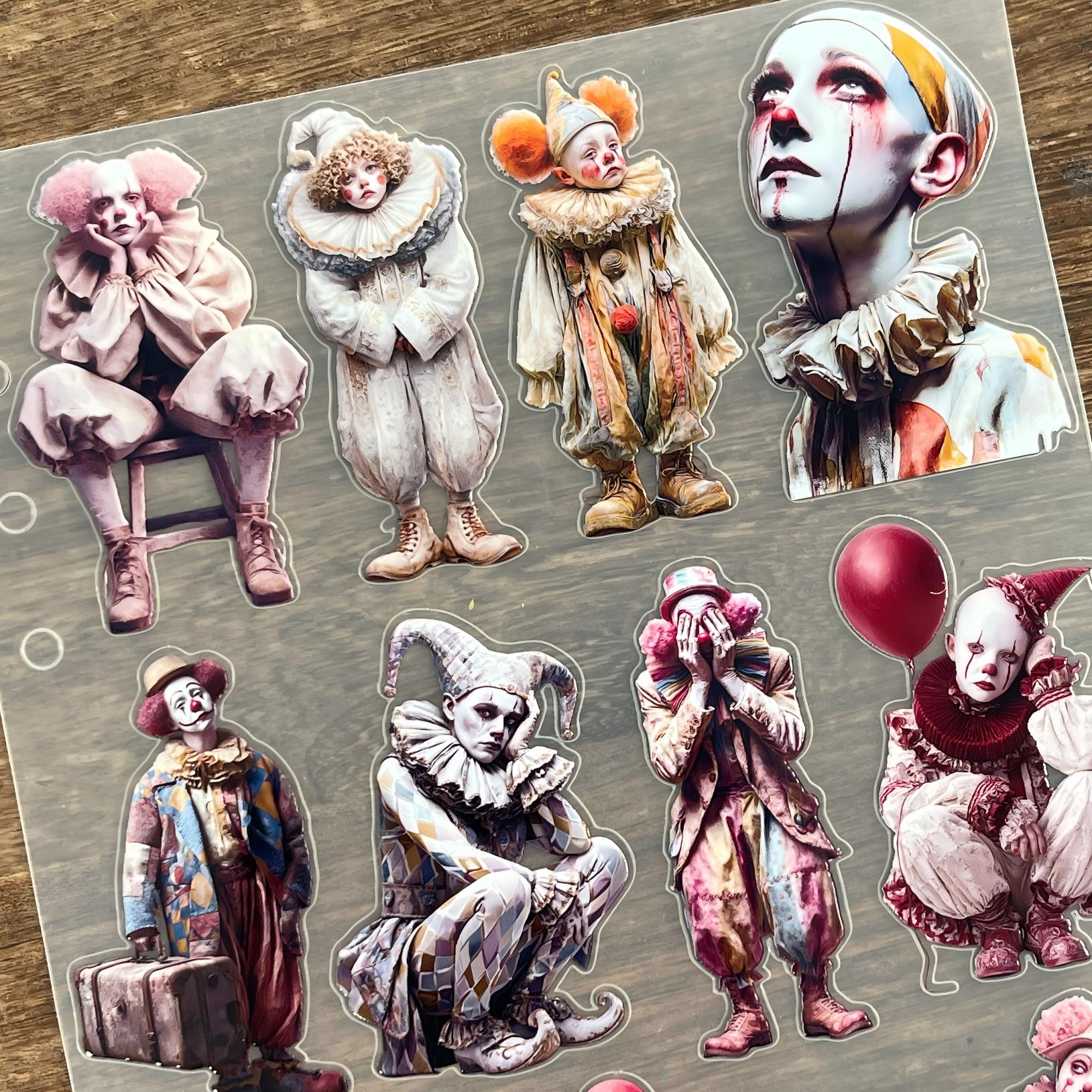 3D Circus Character PET Sticker 1 Pcs