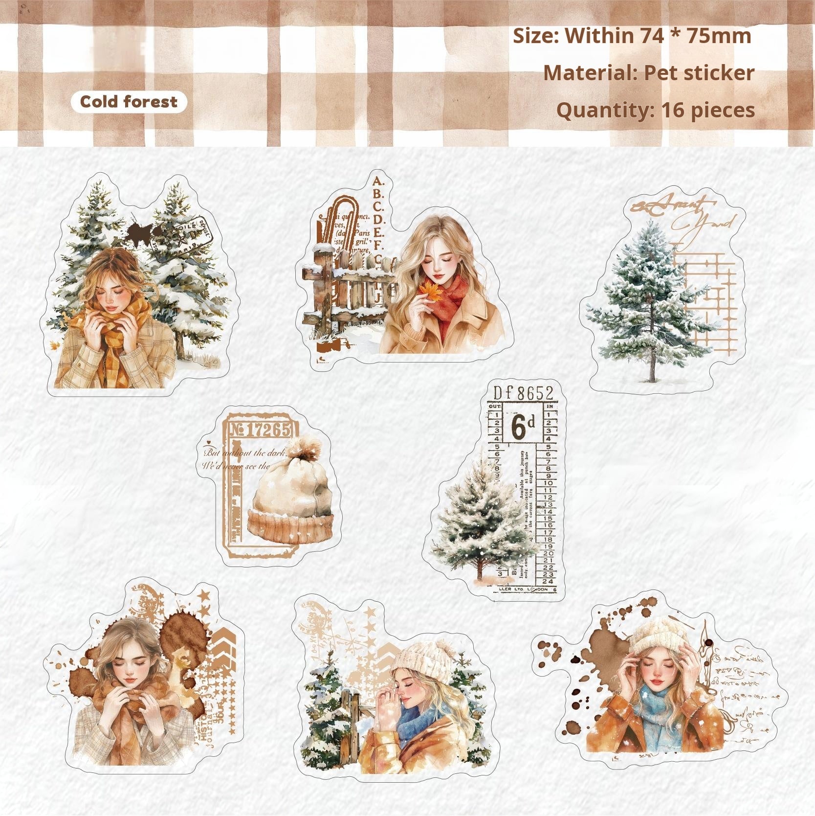 1127 Warm winter PET sticker -16Pcs each pack
