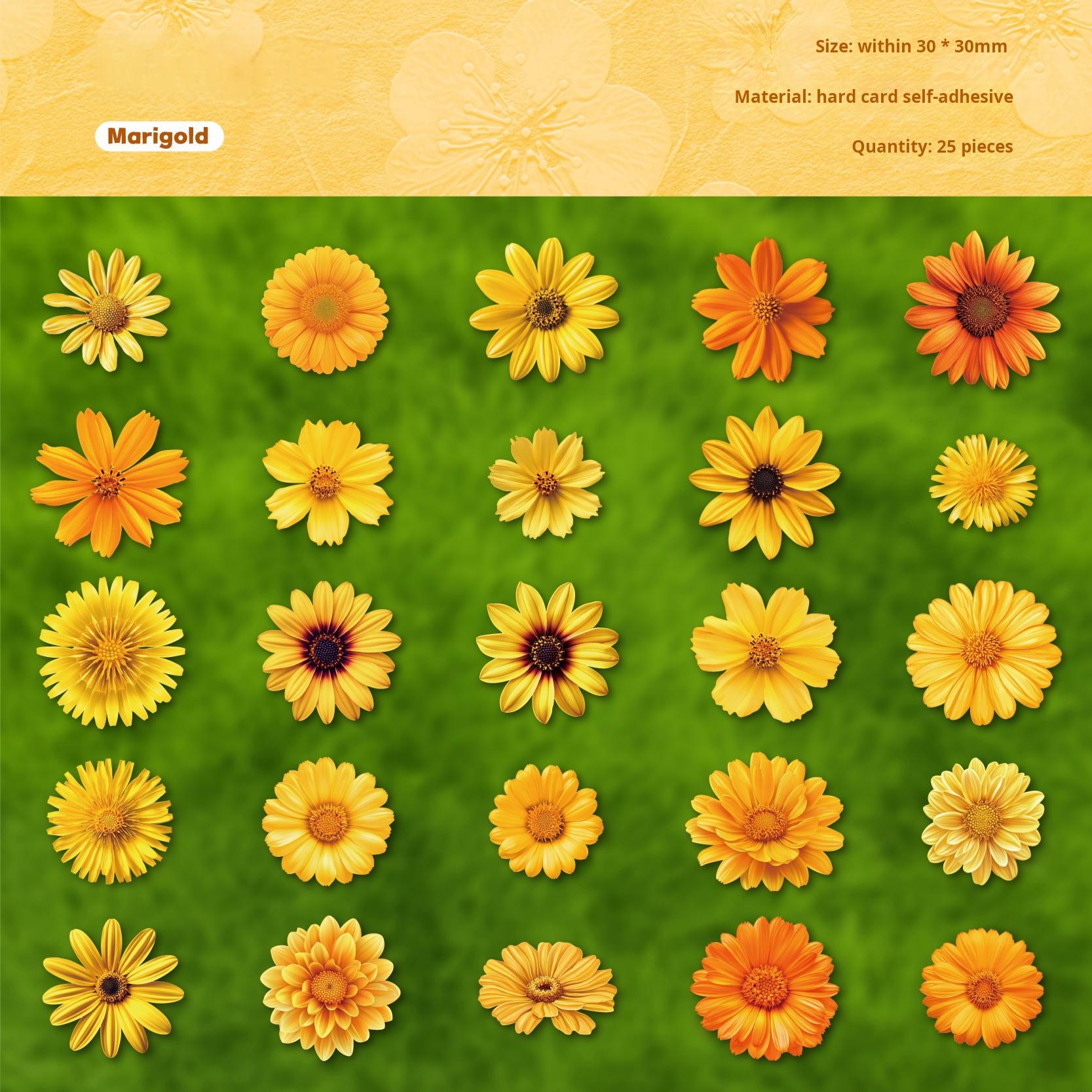 0903 Flowers cardstock Sticker -25Pcs each pack