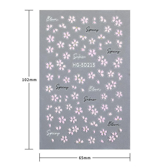 M-53- Romantic Cherry Blossom Embossed Mini sticker 1 Pcs