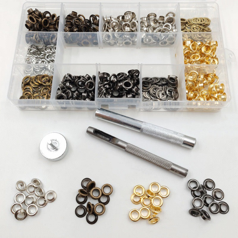 Metal Eyelets, Grommets Kit, Multi-Color Grommets Kit, 4 Colors 5mm