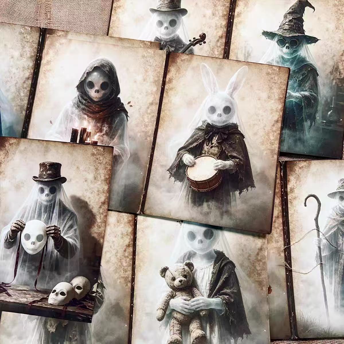 Vintage Ghost Halloween papers layered