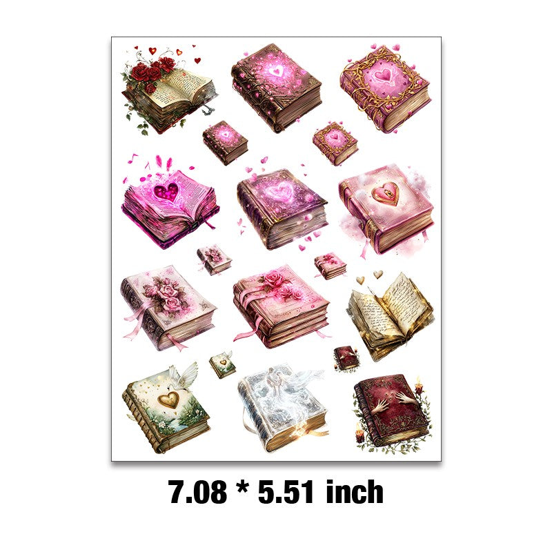 E-186- Love book Embossed sticker 1 Pcs