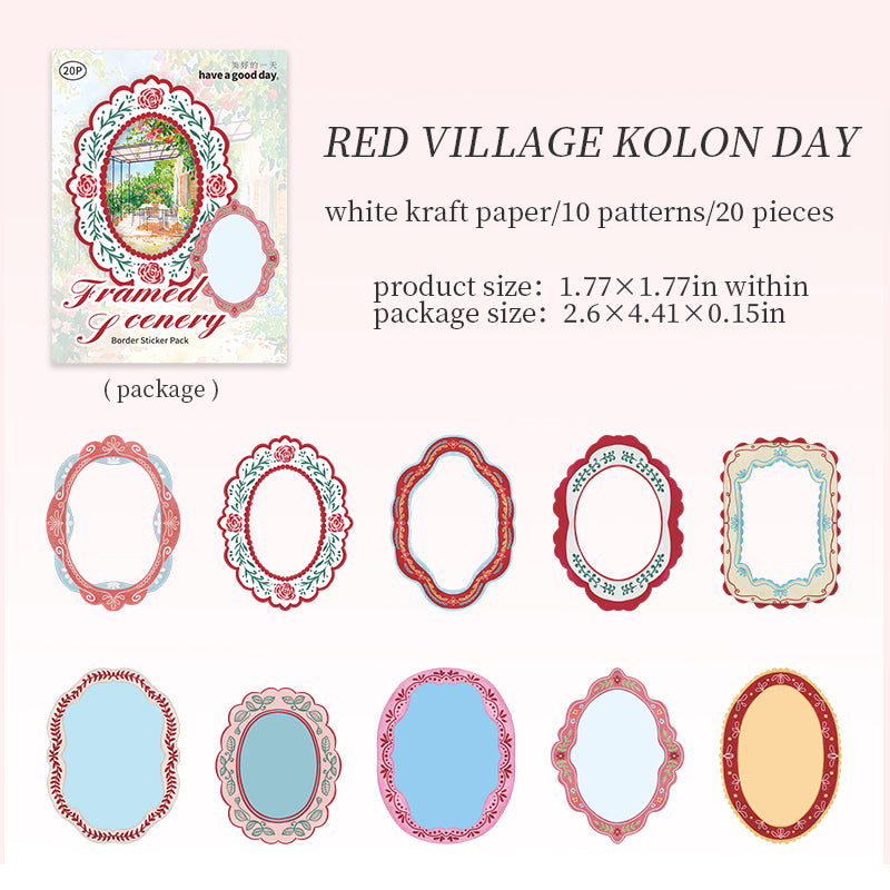 Provencal Floral Border Solid Sticker -20Pcs each pack