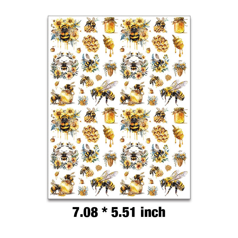 E-185- Small bee collection Embossed sticker 1 Pcs