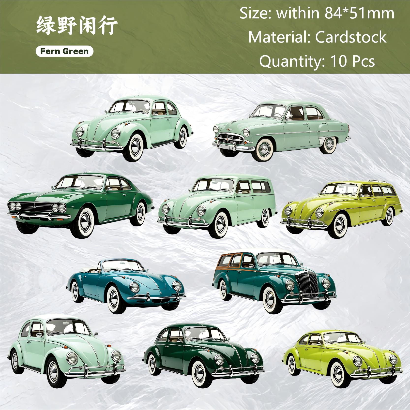 Vintage Vehicle Collection Cardstock Stickers -10Pcs each pack