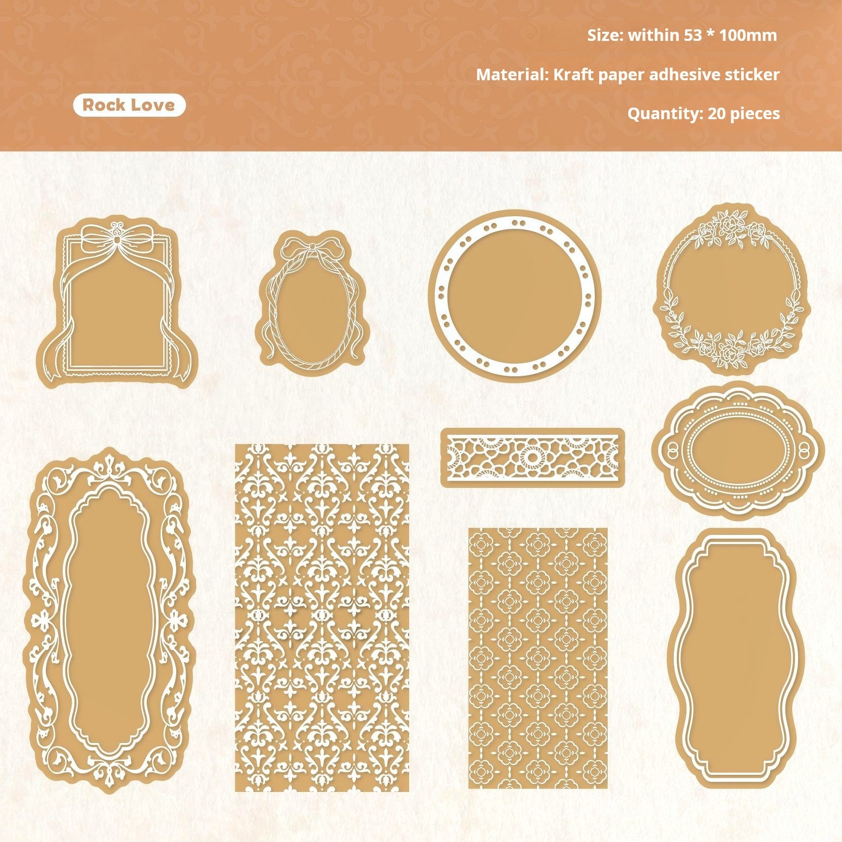 1011 Vintage Solid sticker -20Pcs each pack