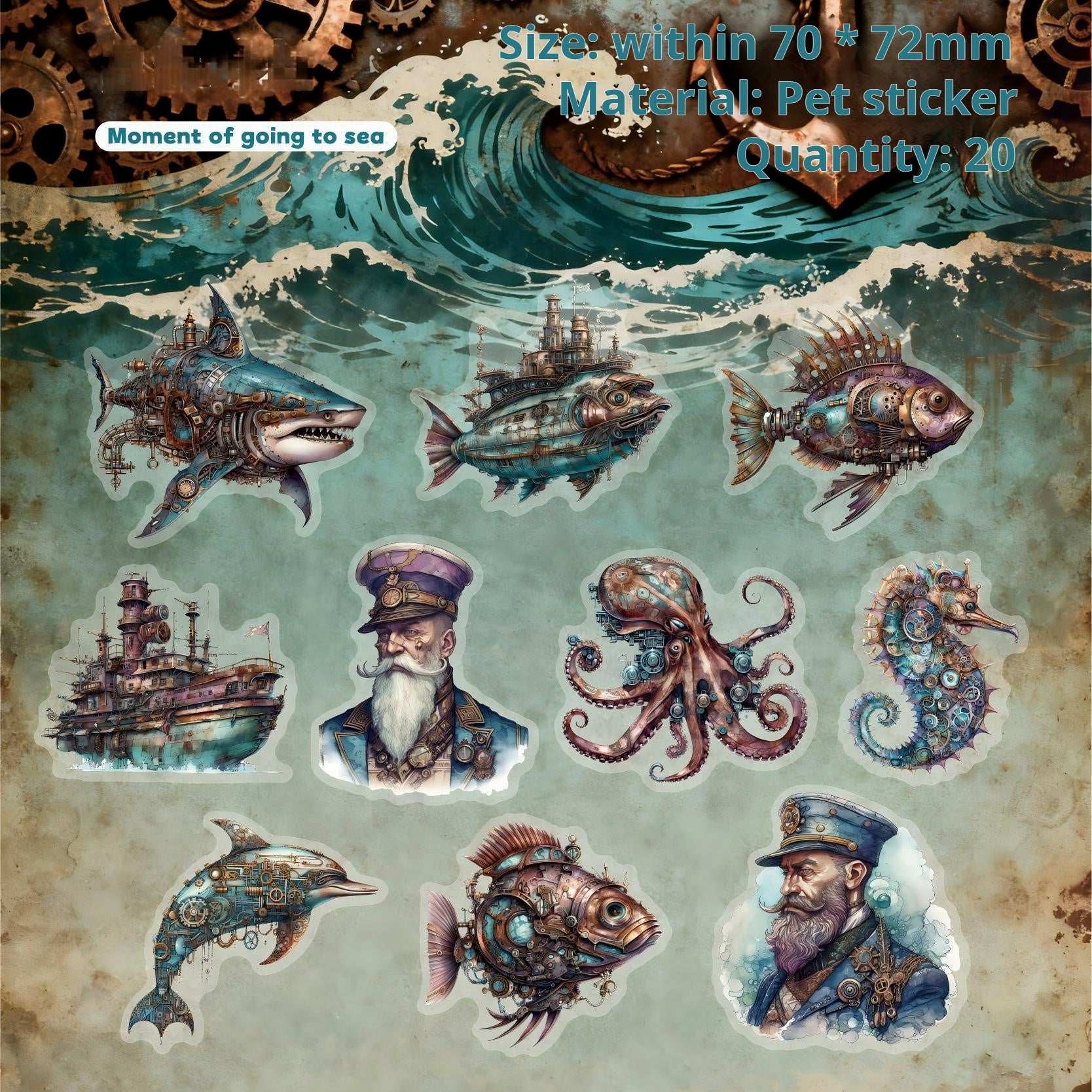 1112 Steampunk era PET sticker -20Pcs each pack